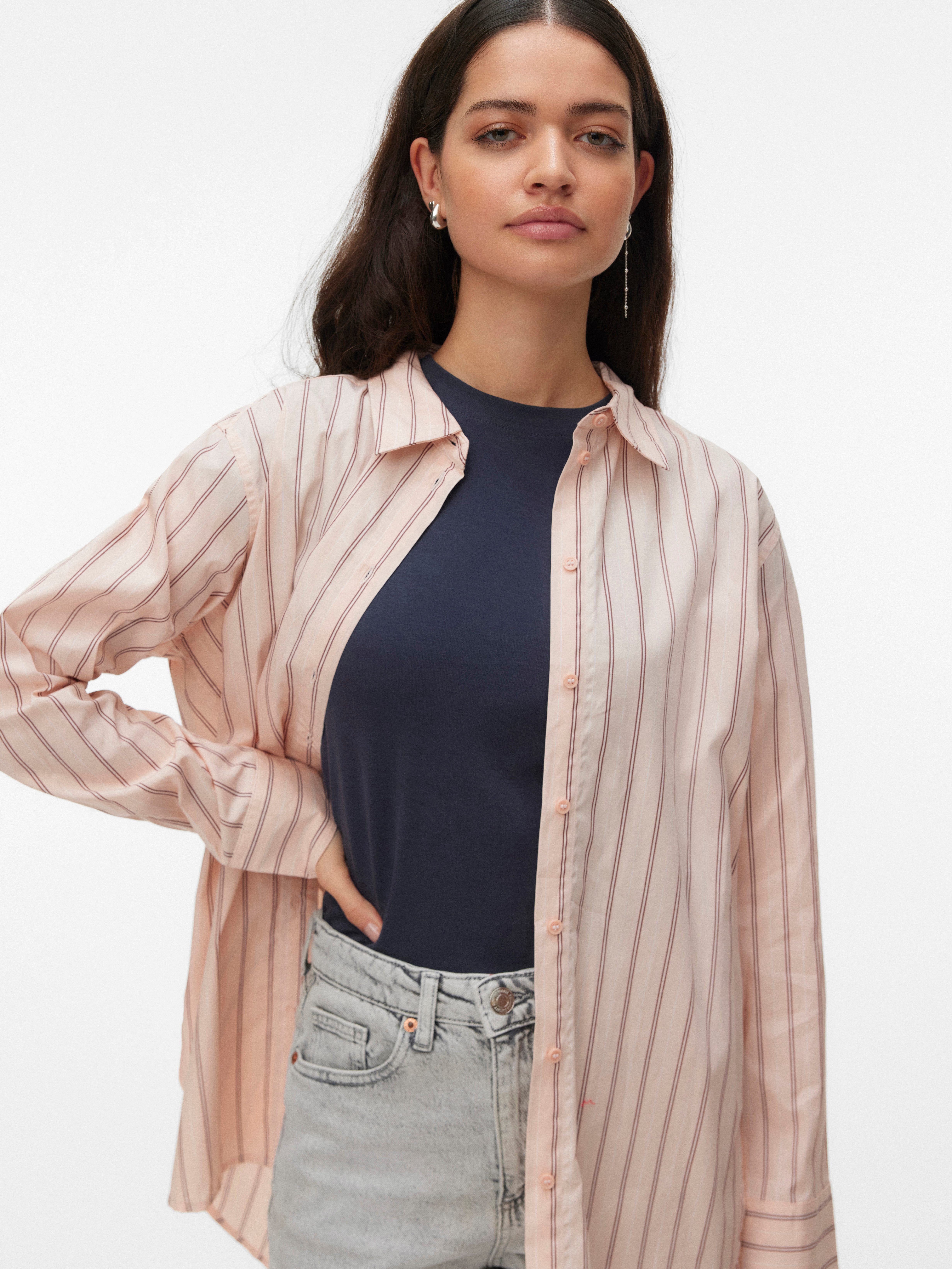 Vero Moda Hemdbluse VMELINA LS SHIRT WVN NOOS Baumwolle günstig online kaufen