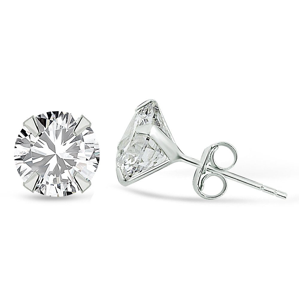 Karisma Paar Ohrstecker Damen 925 Sterling Silber Zirkonia Stein Diamant  Ohrringe Stecker Weiss - 8mm