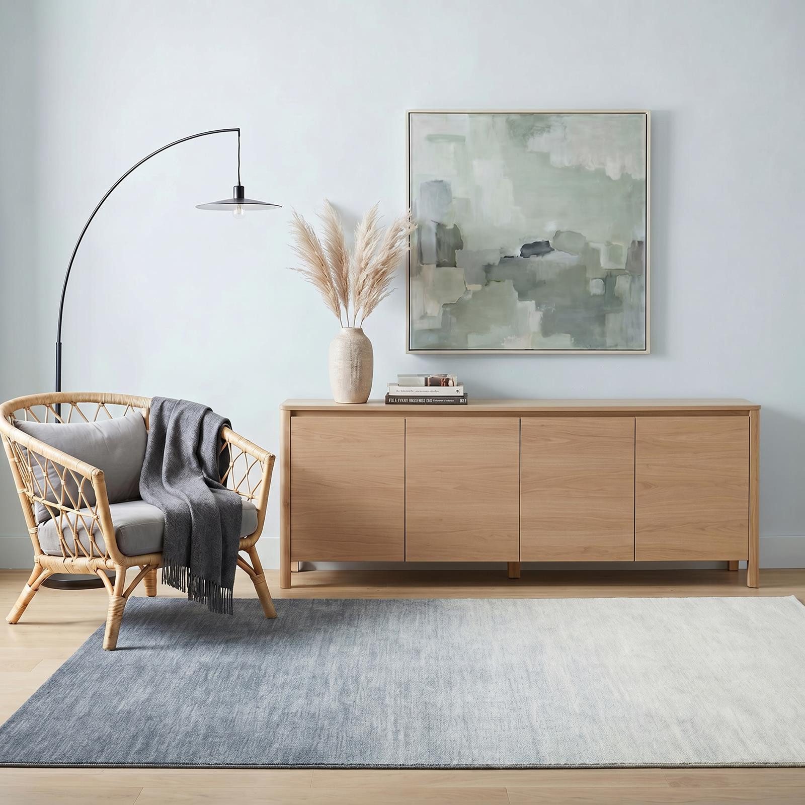 IDIMEX Teppich OMBRE, Wohnzimmerteppich 160x230cm Kurzflor, waschbar mit Ombre-Design grau
