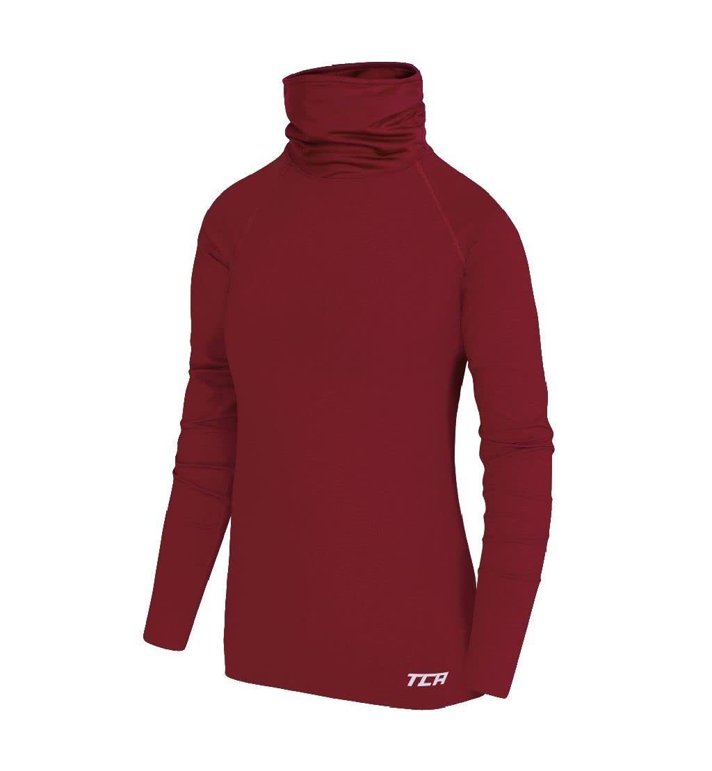 TCA Langarmshirt TCA Mädchen Warm-Up Thermo Lauf Oberteil - Cabernet, 12-14 Jahre (1-tlg)