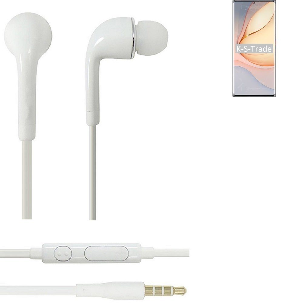 K-S-Trade für nubia Z40 Pro Headset In-Ear-Kopfhörer (Kopfhörer Mikrofon mit 3,5mm) Gravity Lautstärkeregler u weiß Edition