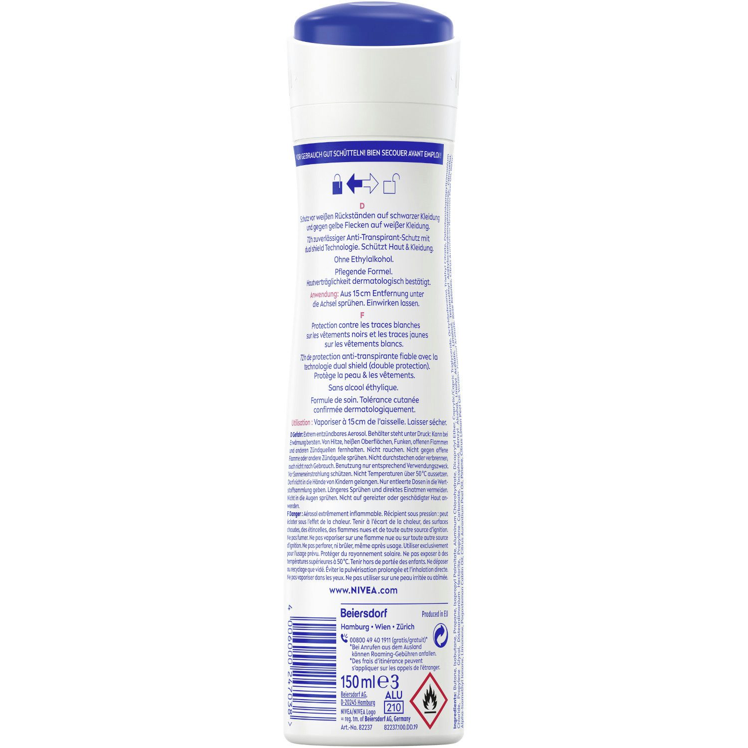 Nivea Deo-Spray Deodorant Black & White Invisible Clear Deo Spray 6 x 150ml, 6-tlg.