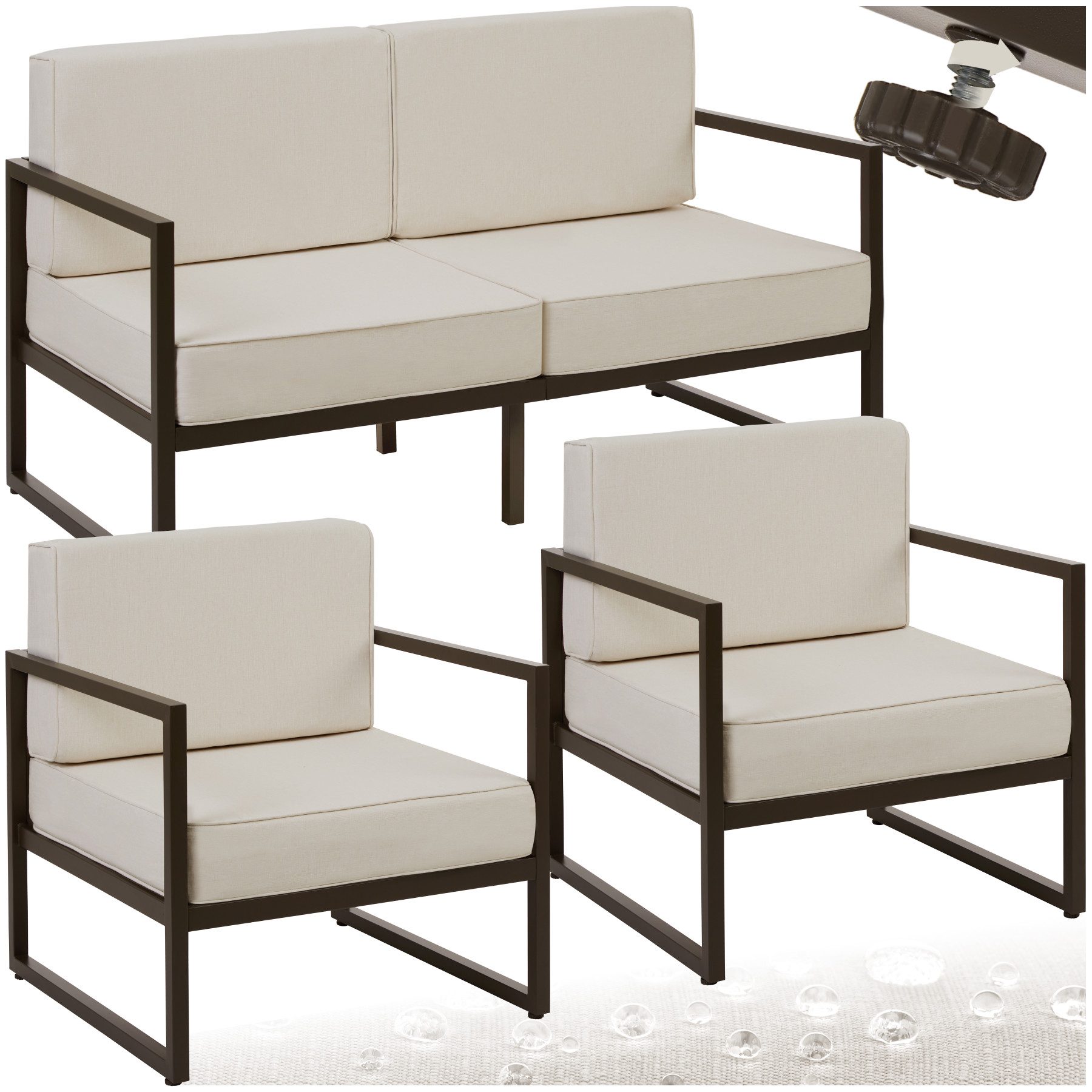 tectake Essgruppe Garten-Loungeset, (Set., 1-tlg), Pulverbeschichtete günstig online kaufen