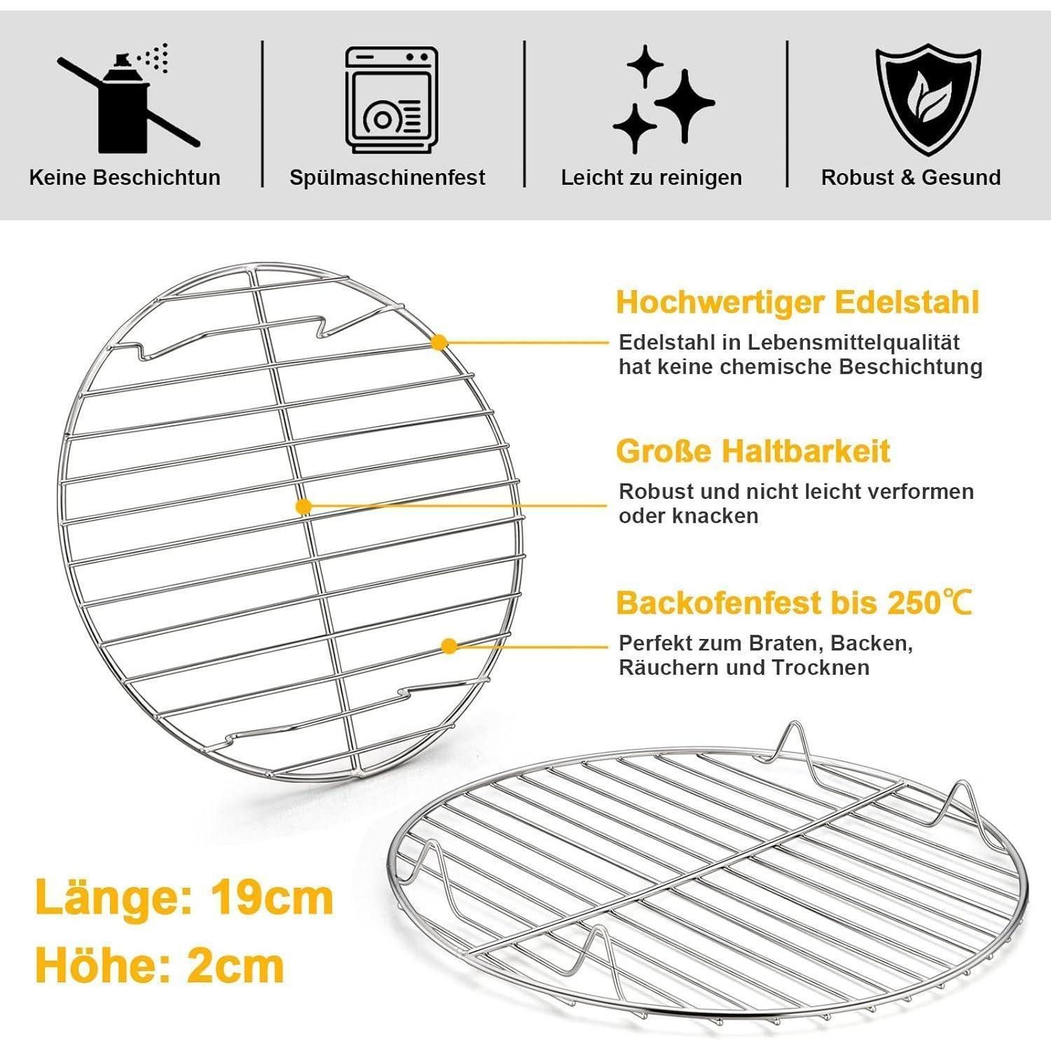 LuxusKollektion Abkühlgitter Abkühlgitter 2er Set Rund 27cm Edelstahl Ofen Spülmaschinenfest