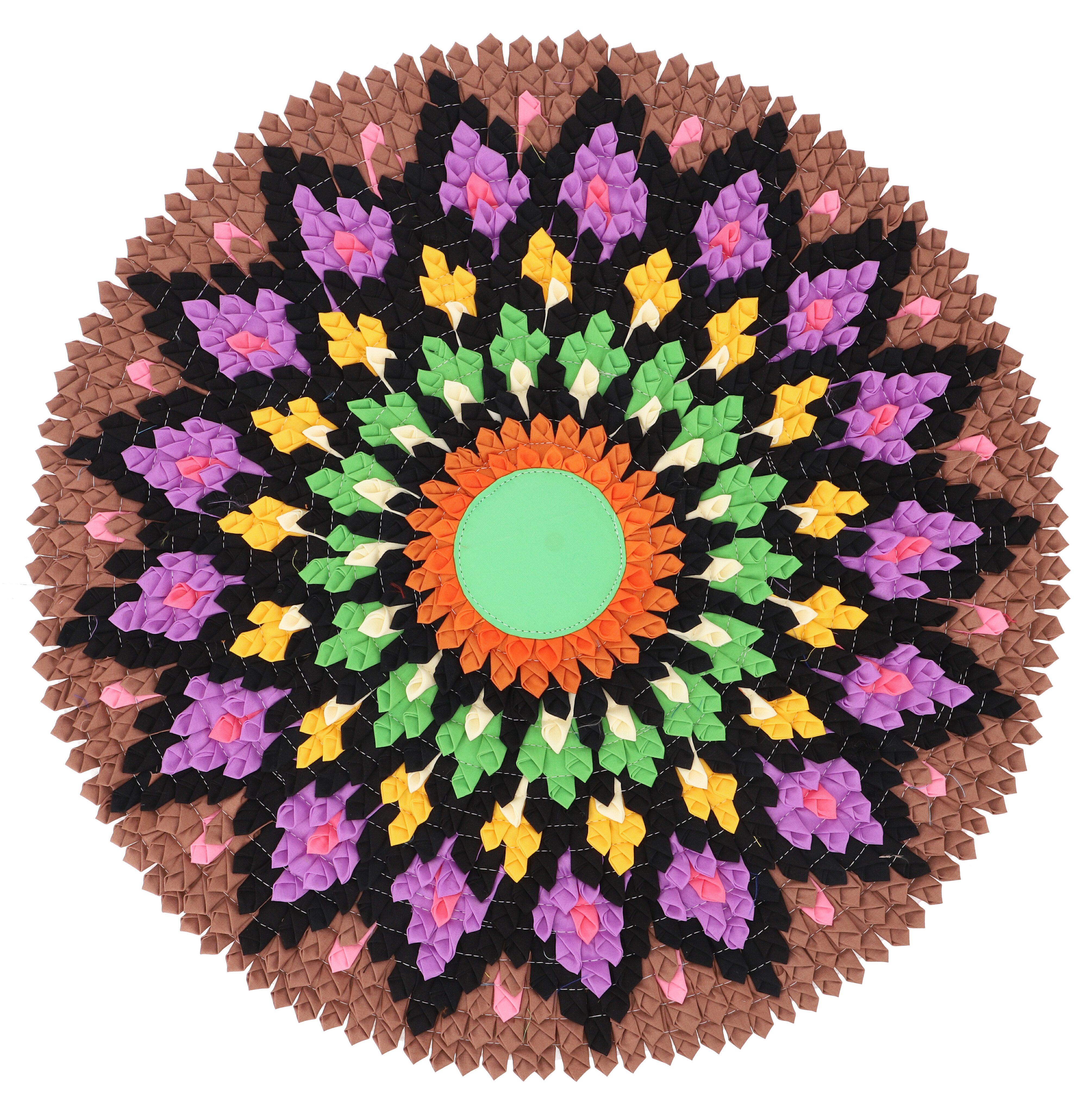 Guru-Shop Teppich Runde upcycling Mandala Badmatte, Bodenmatte,.., Höhe: 50 mm