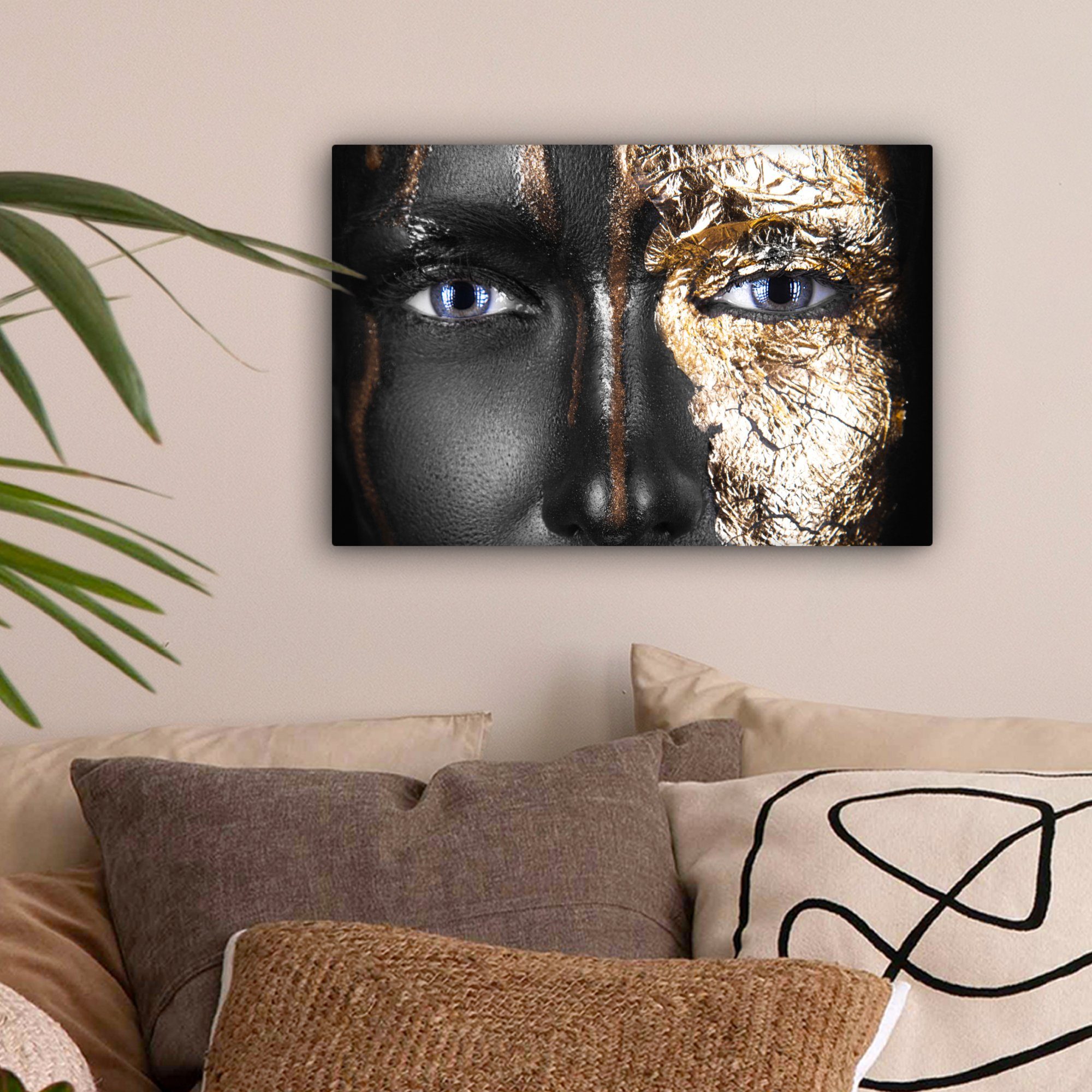 OneMillionCanvasses® Leinwandbild Frau - Blattgold - günstig online kaufen