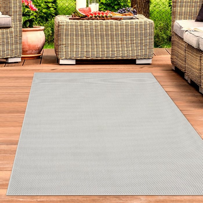 Teppich Heller Flachgewebeteppich In- & Outdoor Veranda schlicht creme Carpetia rechteckig Höhe: 1 mm