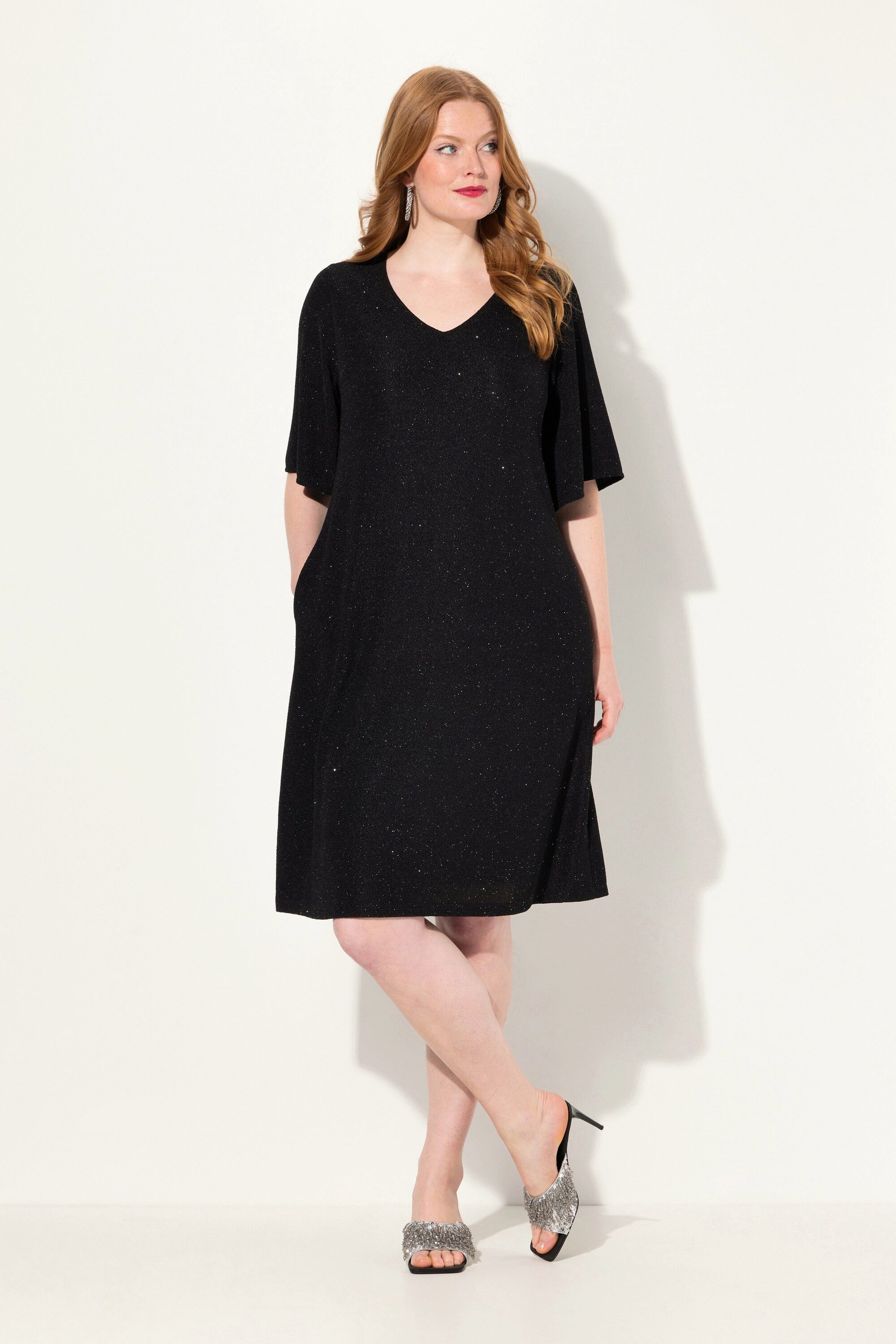 Ulla Popken Cocktailkleid Midikleid A-Linie Glitter günstig online kaufen