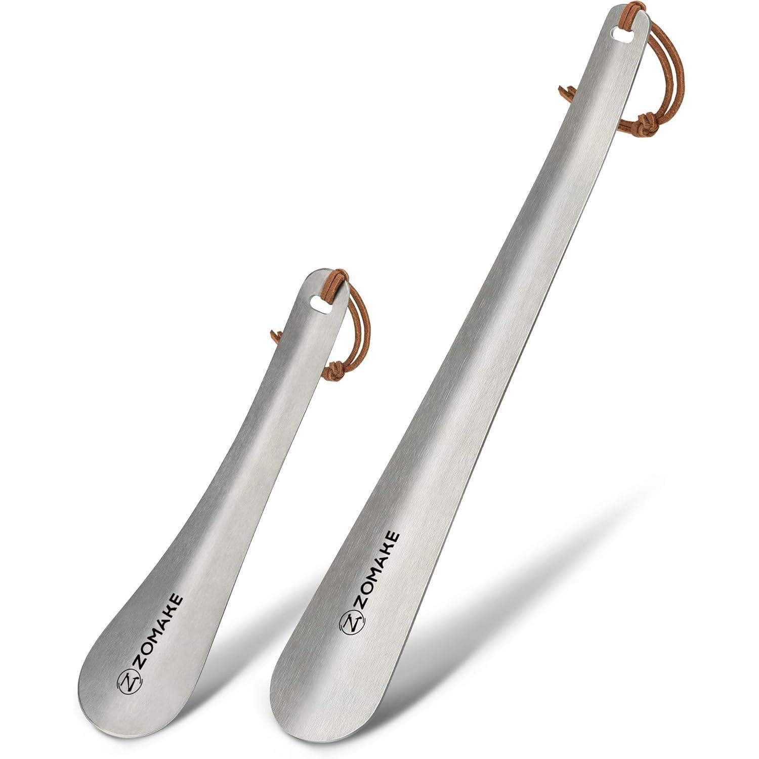 LuxusKollektion Schuhlöffel Schuhlöffel 30cm Edelstahl Schuhanzieher 18.5cm Seil 2er Silber