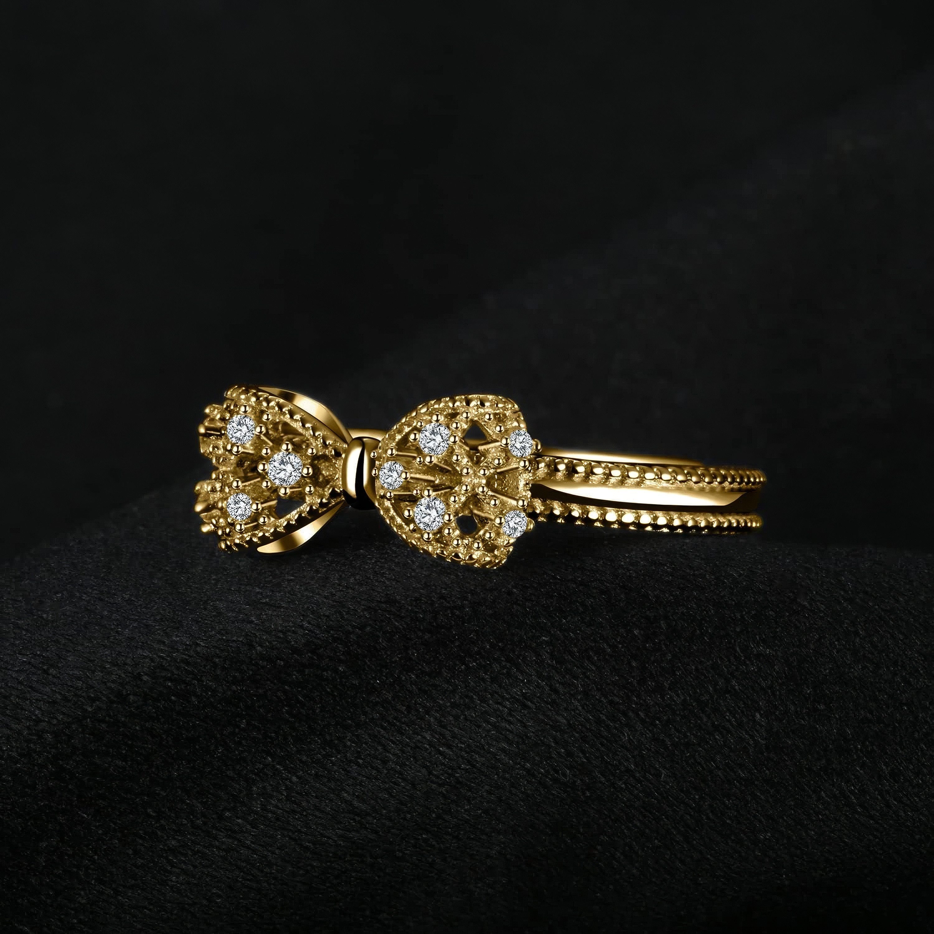 Jumpeak Diamantring Damen 585 Gold Ring, Schmetterling Diamant Ring, Labor Diamant, D/E, VVS/VS, valentinstag geschenk für sie tochter geschenk