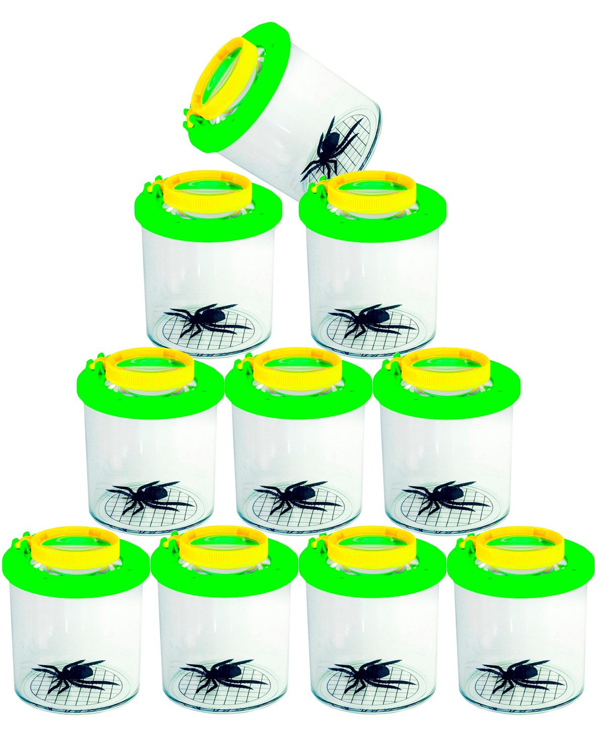 Edu-Toys Becherlupe Lupendose Becherlupe Insektenlupe grün, 2 bis 10 Stück bitte Variante auswählen, 10-tlg., wie für die Varianten notiert, mit Luftlöchern und mm-Skala