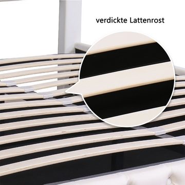 Ulife Polsterbett Doppelbett mit Bettkasten & LED-Beleuchtung, 140 x 200 cm (Bett), PU-Bezug