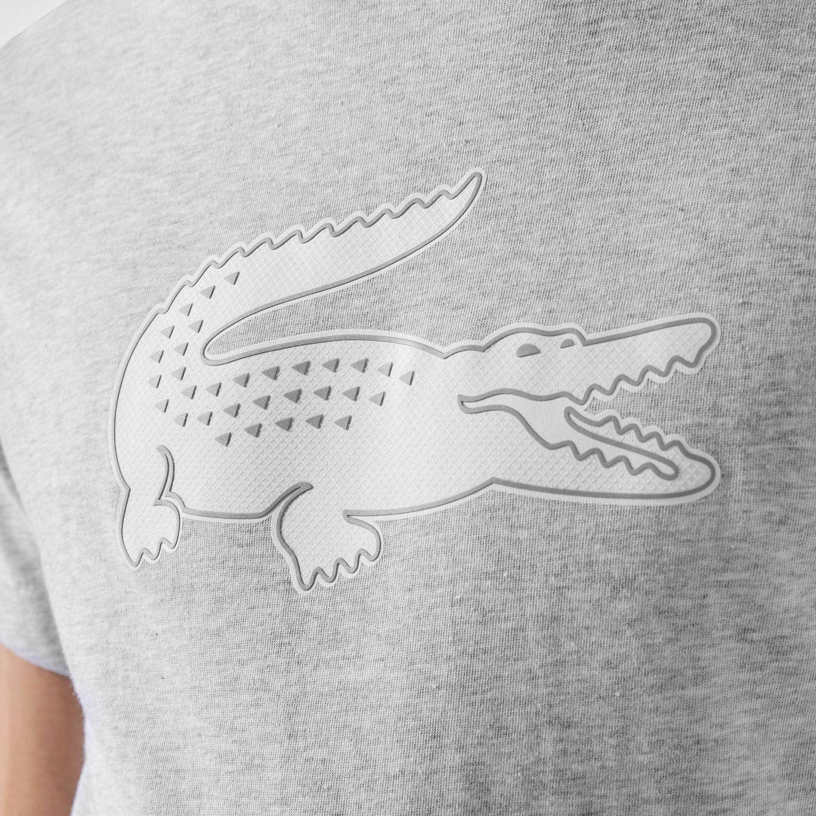 Brust chiné Kurzarmshirt mit gris blanc Lacoste / großem Krokodil-T-Shirt BG3 Krokodil auf der