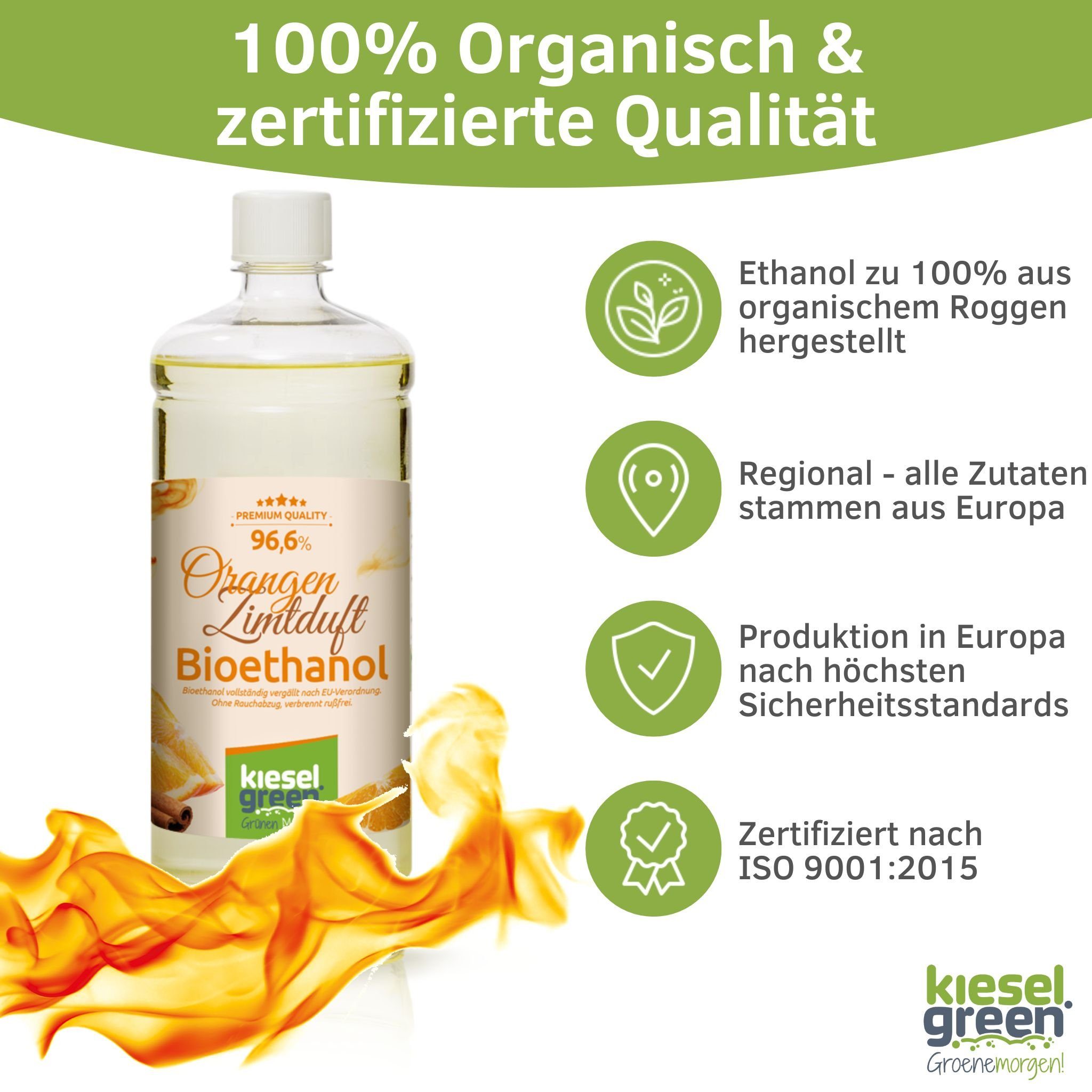 KieselGreen Bioethanol KieselGreen Bioethanol Flasche 12 x 1 Liter mit Duft für Ethanol-Kamin – Bild 3 von 5