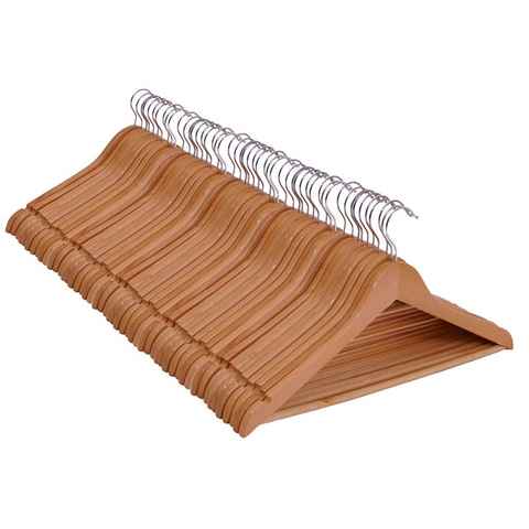 Spetebo Kleiderbügel Holz Kleiderbügel mit Hosenstange natur - 50 Stück, (Set, 50-tlg), Kleiderbügel aus Holz mit drehbarem Haken und Hosenstange
