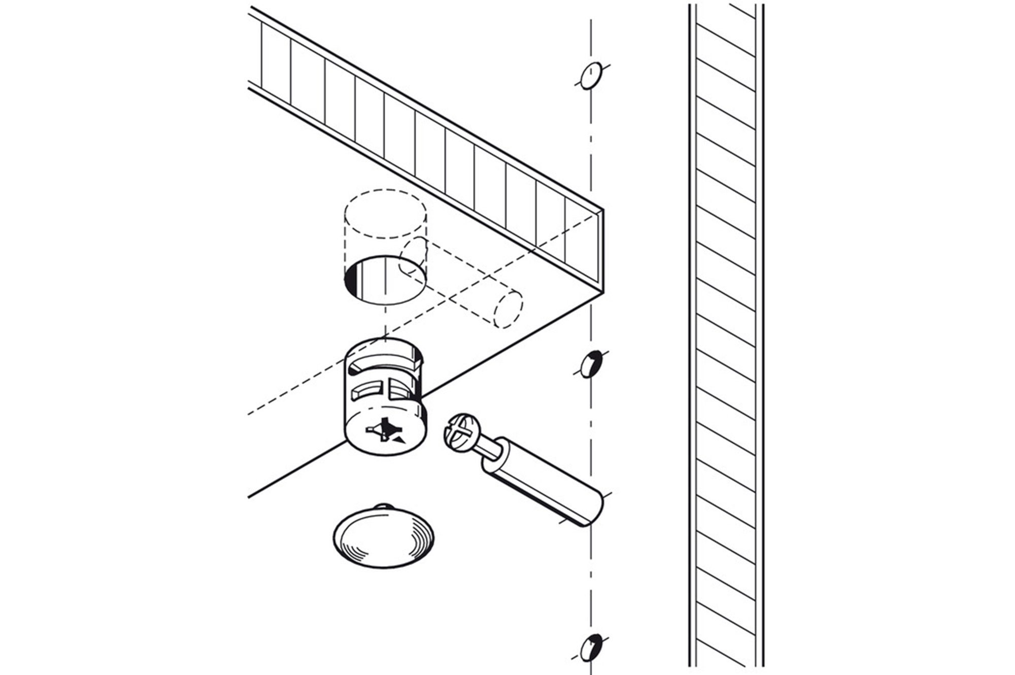 S100 Exzenterbolzen für + Häfele (10-tlg) Befestigungsanker Exzenterverbinder 34mm Minifix, Bohrloch-Ø5mm