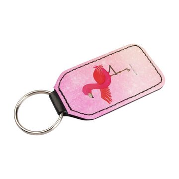 Mr. & Mrs. Panda Schlüsselanhänger Flamingo Yoga - Aquarell Pink - Geschenk, Aufregen, Taschenanhänger, (1-tlg), Liebevolle Motive