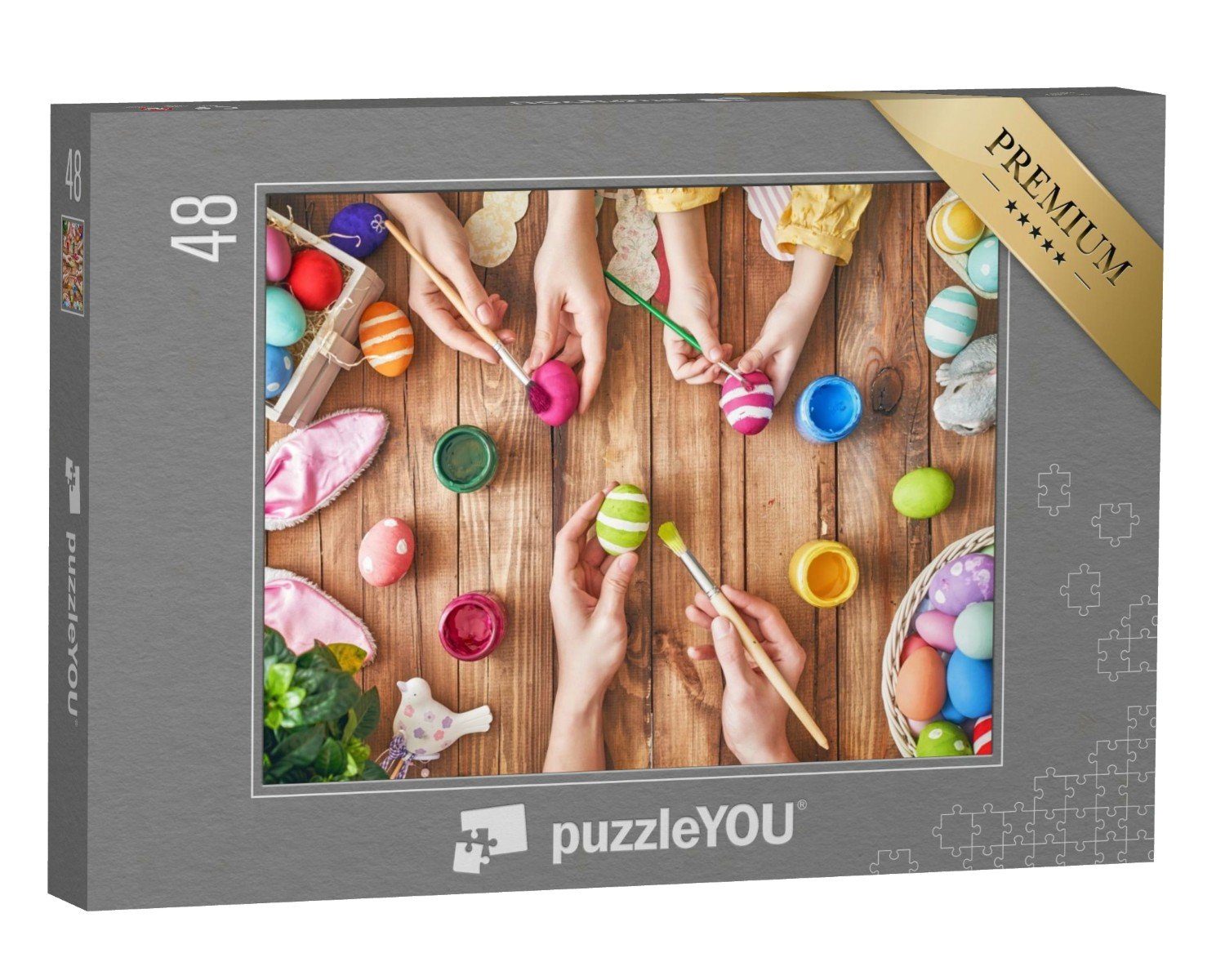 puzzleYOU Puzzle Ostereier-Werkstatt in der Familie, 48 Puzzleteile, puzzleYOU-Kollektionen Festtage