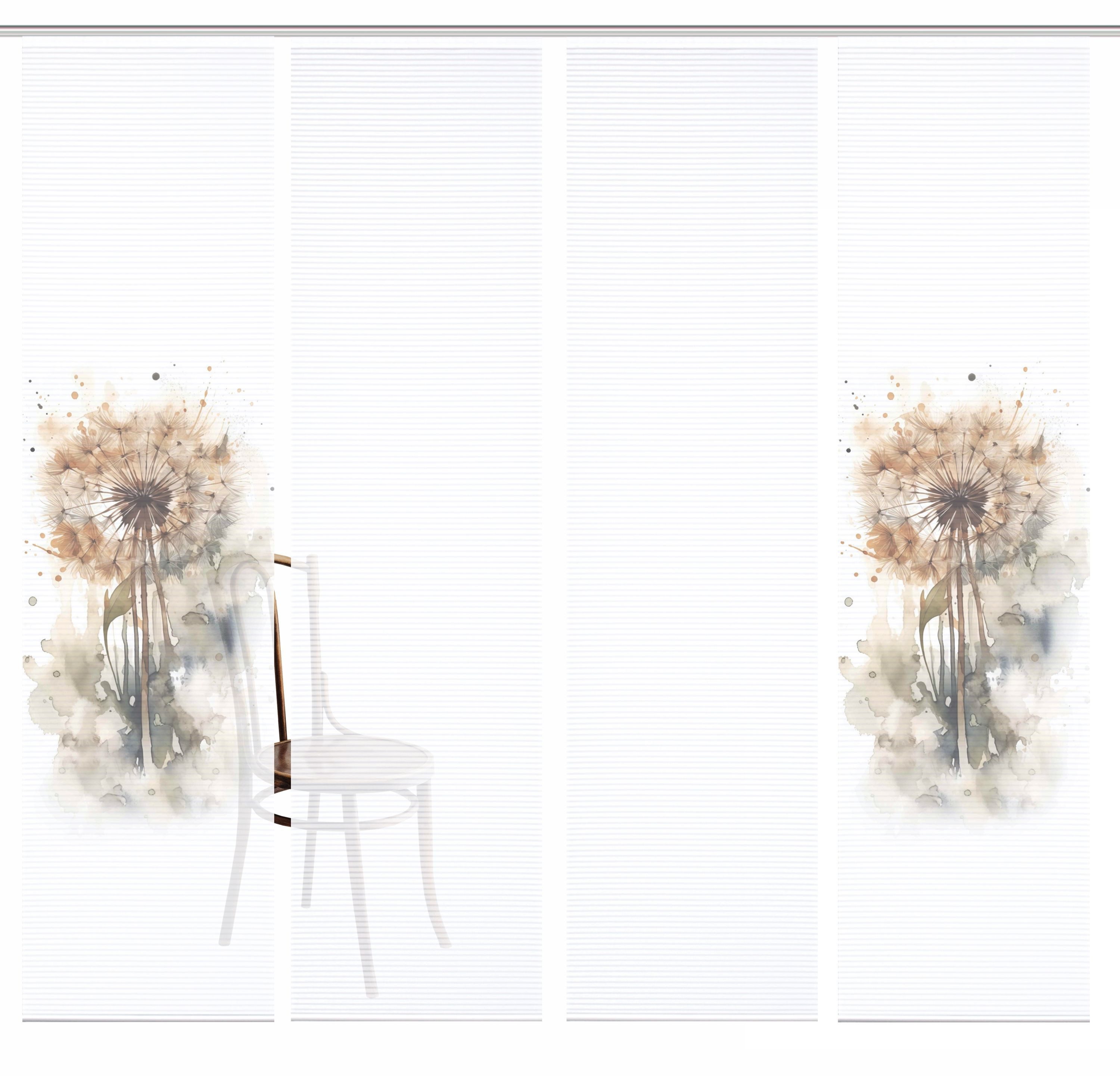 HOME WOHNIDEEN Schiebegardine HIG Schiebegardine AMARANDE, recycelt, Blume auf Bambusoptik 245x60 (4 St), halbtransparent, Polyester (recycelt) Polyester – Bild 2 von 4