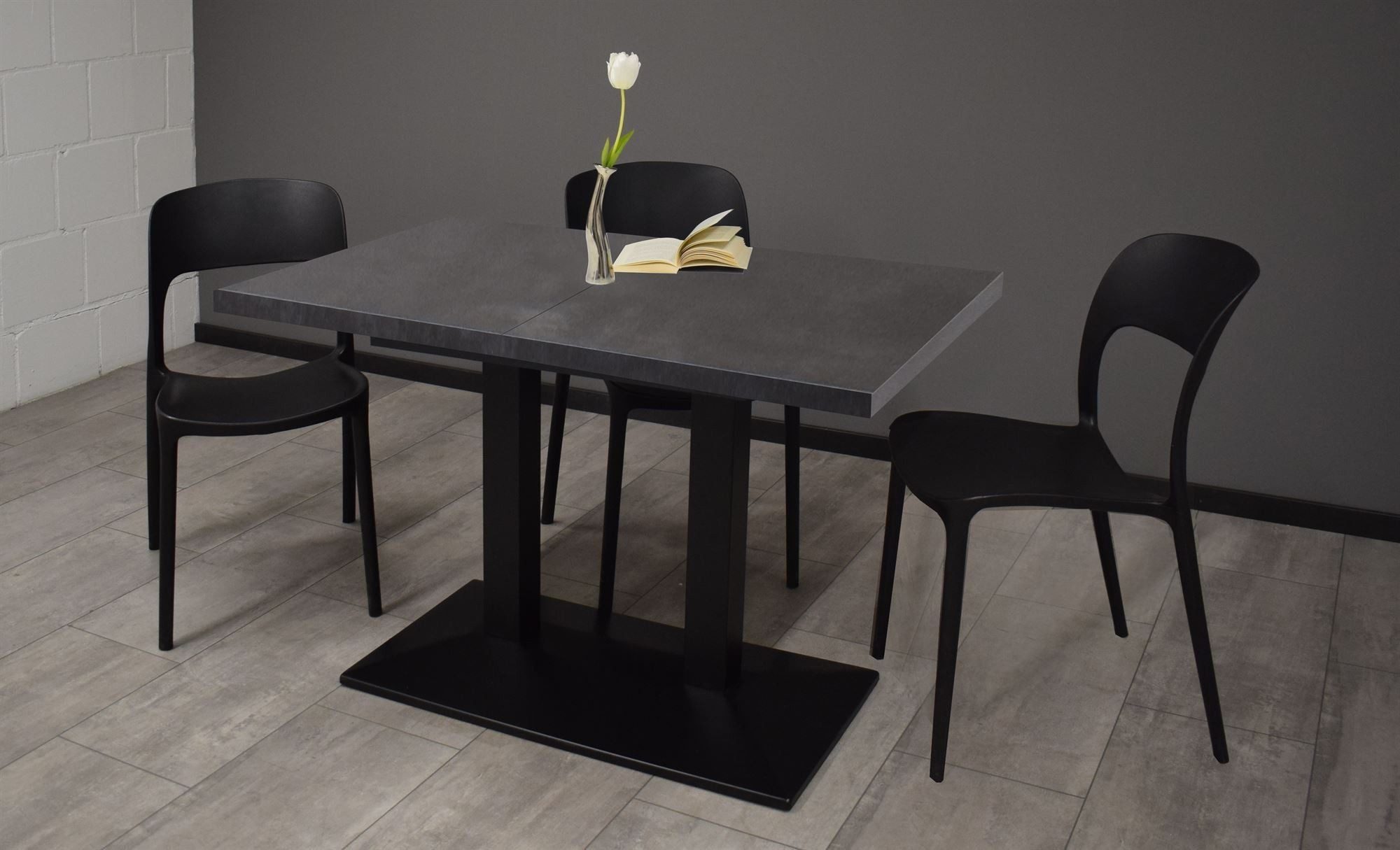 58 aufm Kessel Bistrotisch Bartisch ausziehbar Eleen schwarz matt/graphit (inkl. Versand, 1 Tisch), Stylischer Küchentisch: robust, elegant und praktisch für jede Küche