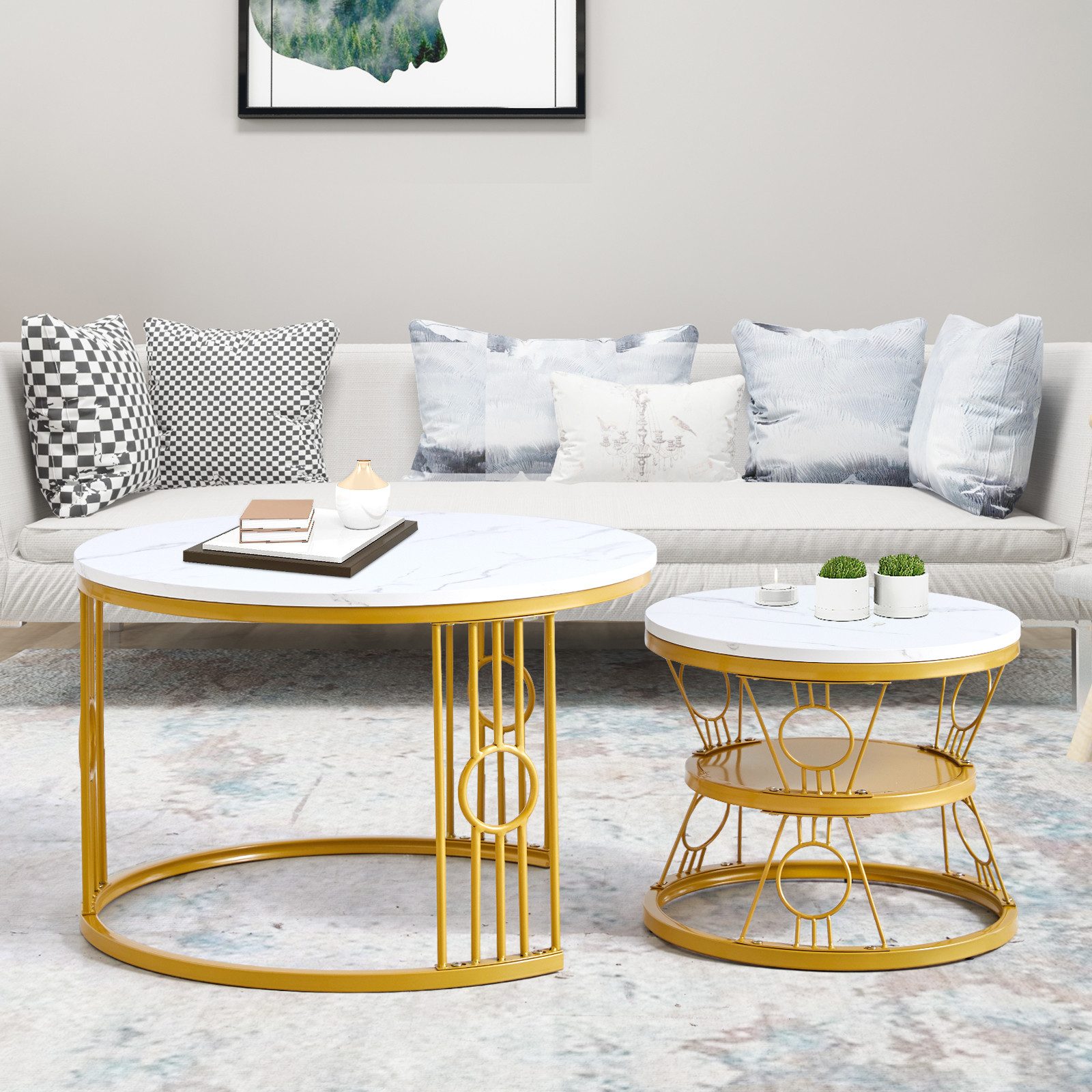 REDOM Couchtisch und 2er Set, Beistelltisch für Schlafzimmer Balkon (Solid günstig online kaufen