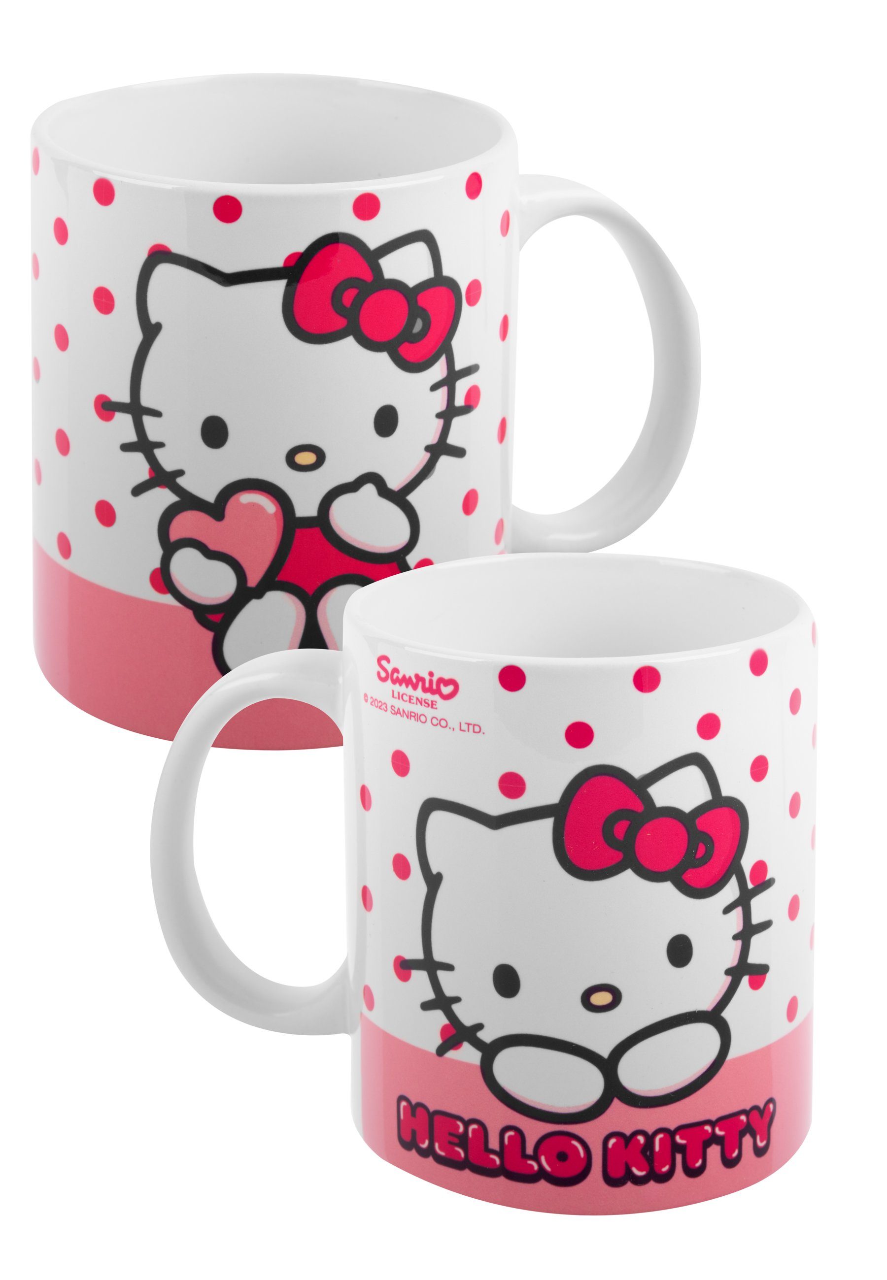 United Labels® Tasse Hello Kitty Tasse - Dots -Becher Kaffeetasse 320 ml, Porzellan