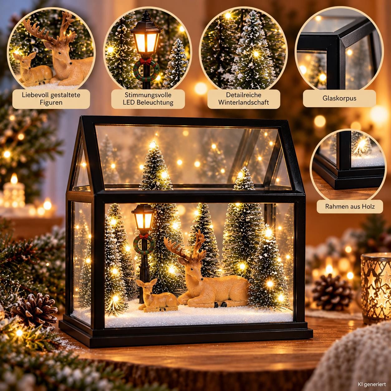Dekohelden24 Räucherhaus LED Winterlandschaft im Dekohaus in verschiedenen Ausführungen, (1 St), cm.