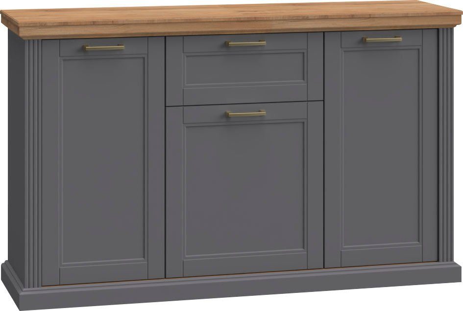 OTTO home Kombikommode Tara, im klassischen Landhausstil, FSC-zertifiziert, in 2 Größen (Soft-Close-Funktion, goldfarbene Metallgriffe, Innendekor Holzoptik), lackiert mit wasserbasiertem UV-Lack, unempfindlich und kratzfest