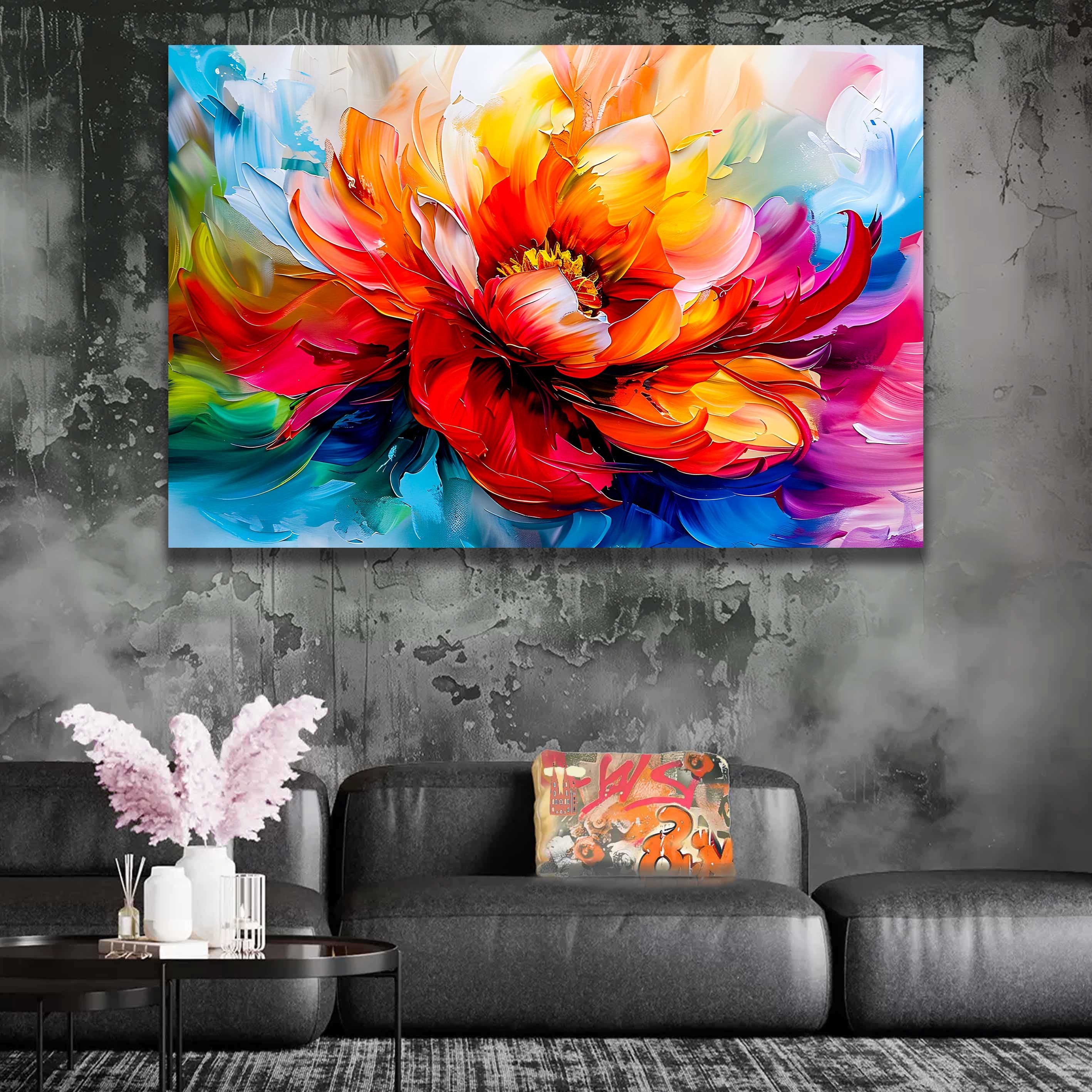 Leinwando Wandbild Leinwandbild - Abstrakte Blumen (Div.Größen/Stile) zum Aufhängen, Blumen Entfaltung, Leinwandbilder, in verschiedenen Größen