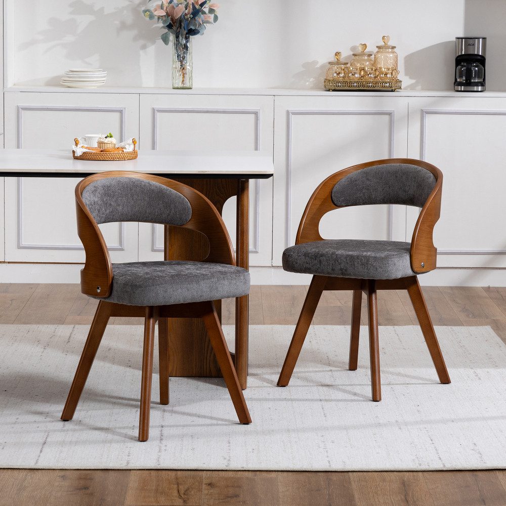 BBWL Esszimmerstuhl 2er Set drehbar Holzstuhl mit polster und ergonomischer Rückenlehne, Esszimmerstuhl modern