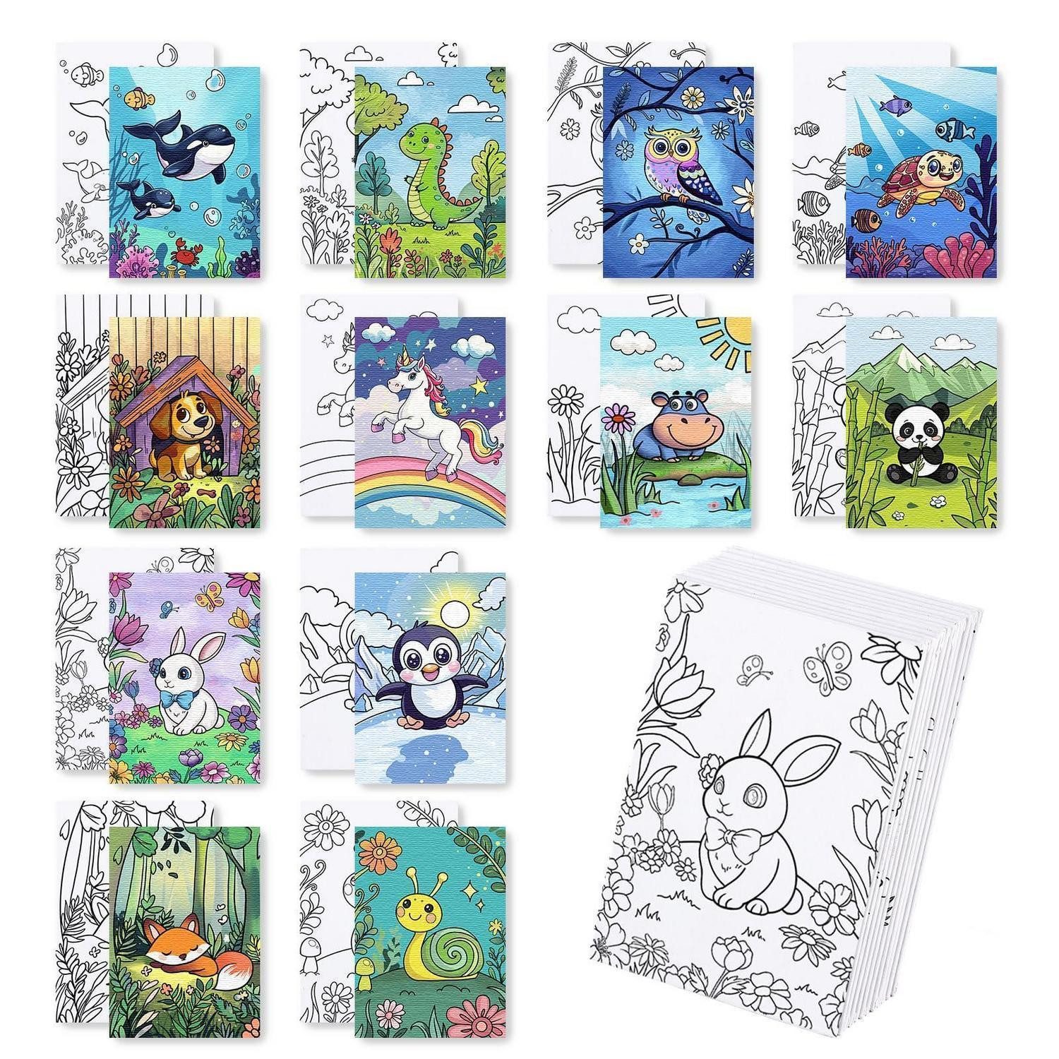 LuxusKollektion Kreativset Malvorlagen Leinwand Tiere 12er Set 13x18cm