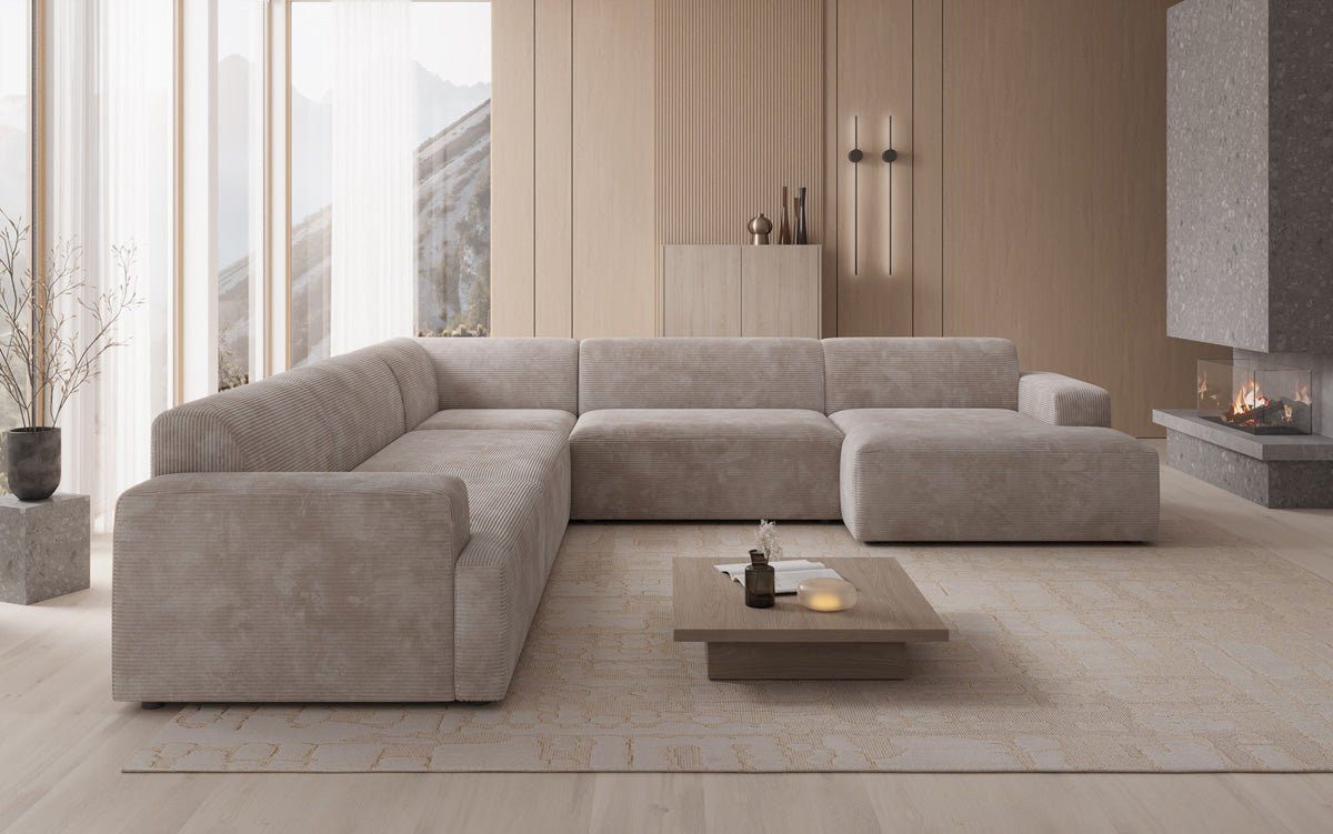 Luxusbetten24 Sofa Designer Sofa Monza Wohnlandschaft U XXL, in Cord