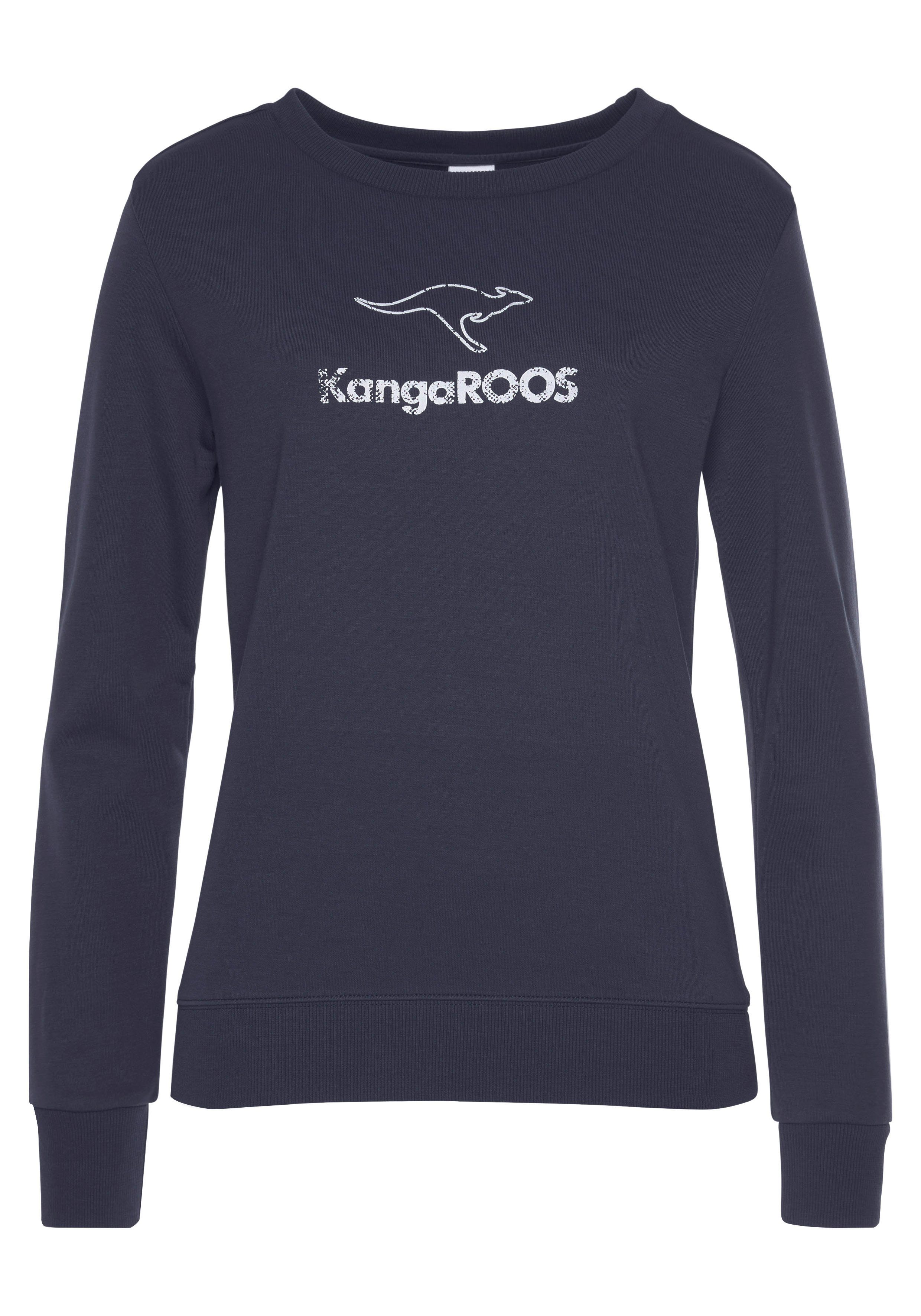 KangaROOS Sweatshirt mit Kontrastfarbenem Logodruck, marine Loungeanzug