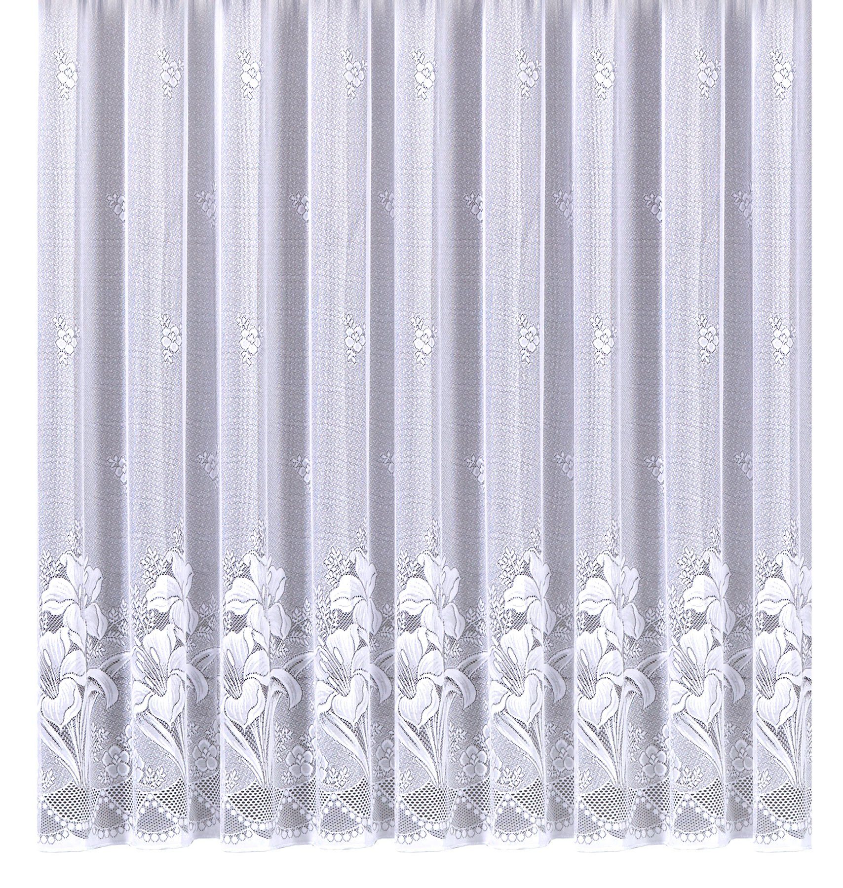 heimtexland Gardine Jacquard Stores Gardine Blumen weiß Fertigstore (1 St), günstig online kaufen
