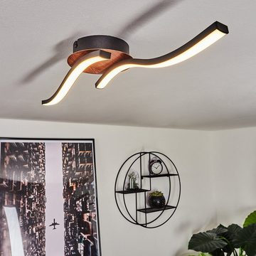 hofstein Deckenleuchte »Tramuschio« Deckenlampe, Metall, Kunststoff, Schwarz/Weiß/Braun, 3000 Kelvin, 2xLED 6 Watt, 800 Lumen insgesamt, Holzoptik