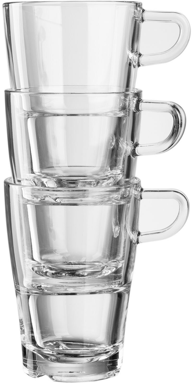 LEONARDO Latte-Macchiato-Glas SENSO, Edelstahl, Glas, (4-teilig) inkl. 2 Löffel