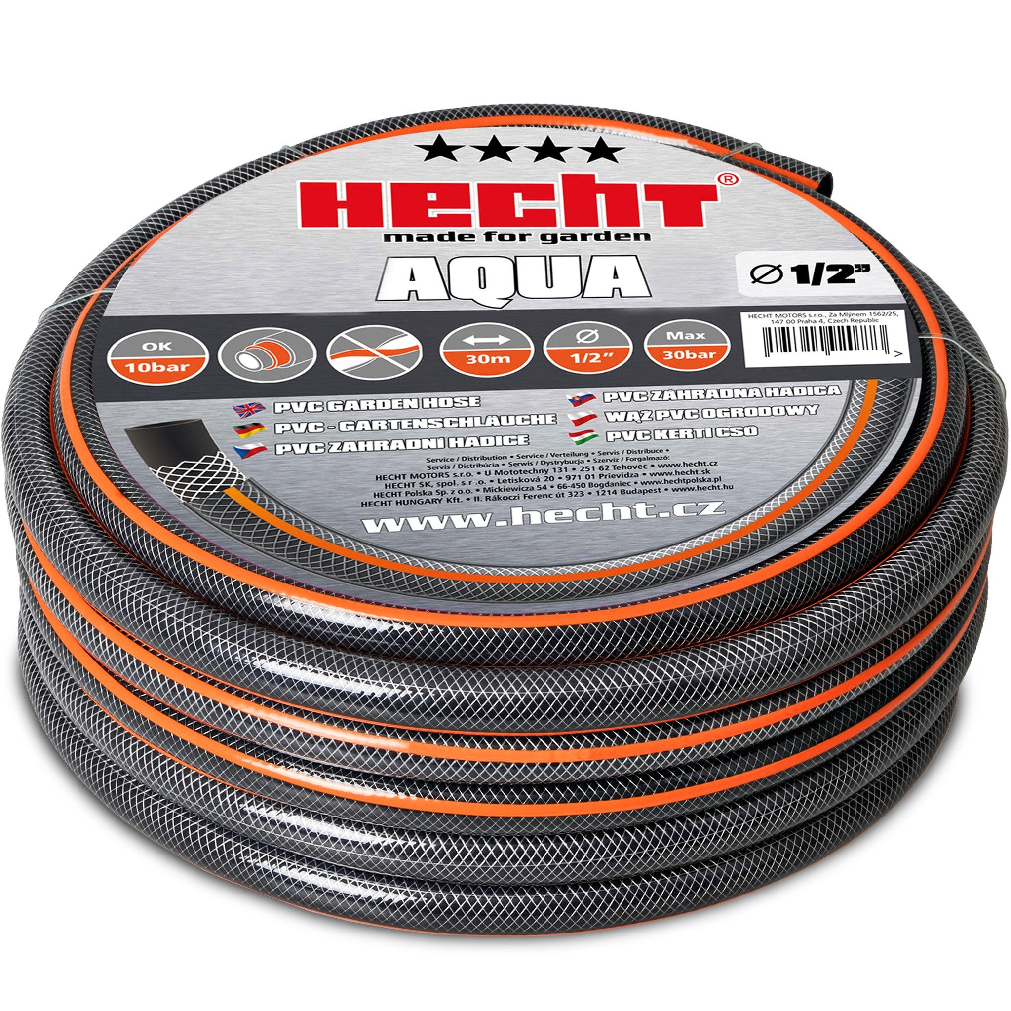 Hecht Gartenschlauch 13 mm (1/2) Schlauch, 30 Meter, UV-Beständig, 30 bar, (1 St), Trittfest, Druckbeständig, UV-beständig