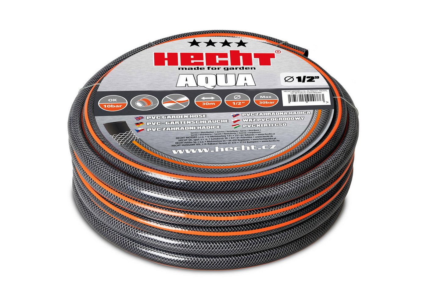 Hecht Gartenschlauch 13 mm (1/2) Schlauch, 30 Meter, UV-Beständig, 30 bar, (1 St), Trittfest, Druckbeständig, UV-beständig
