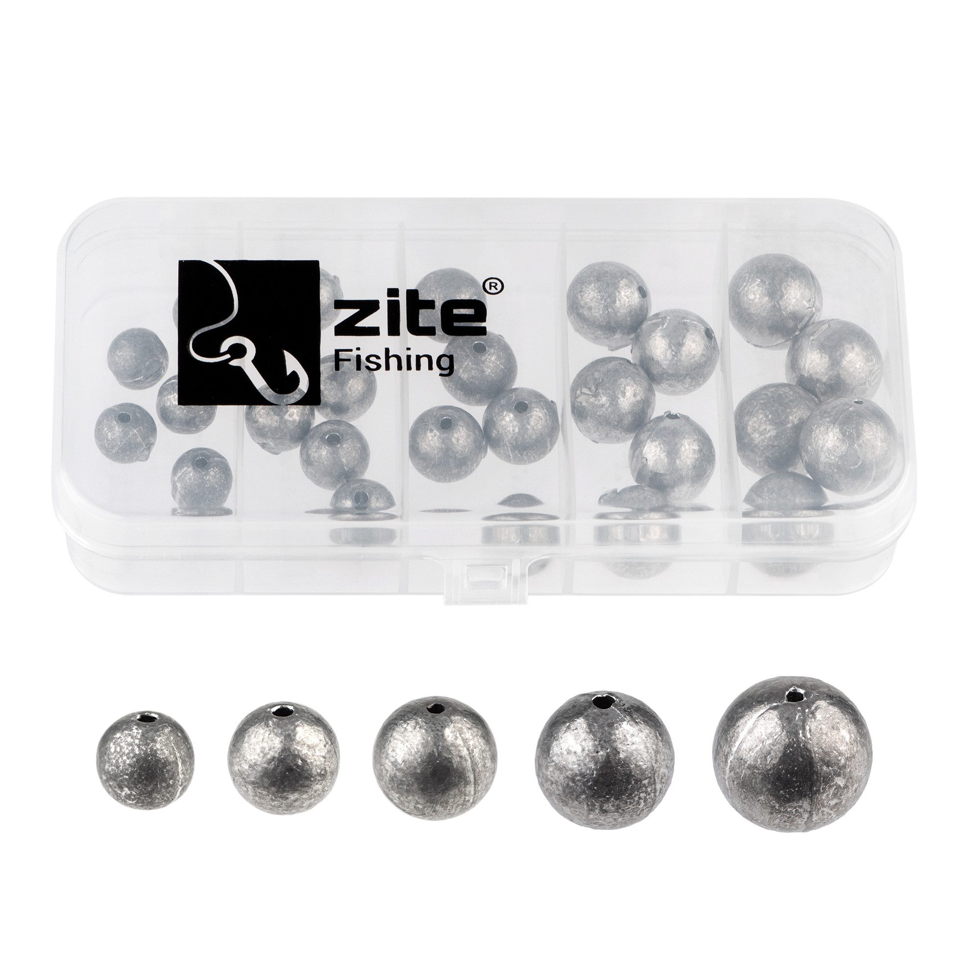 Zite Kugelblei Set 5-20g 30 STK Lochblei mit Schnurkanal Grund- & Strömungsangeln