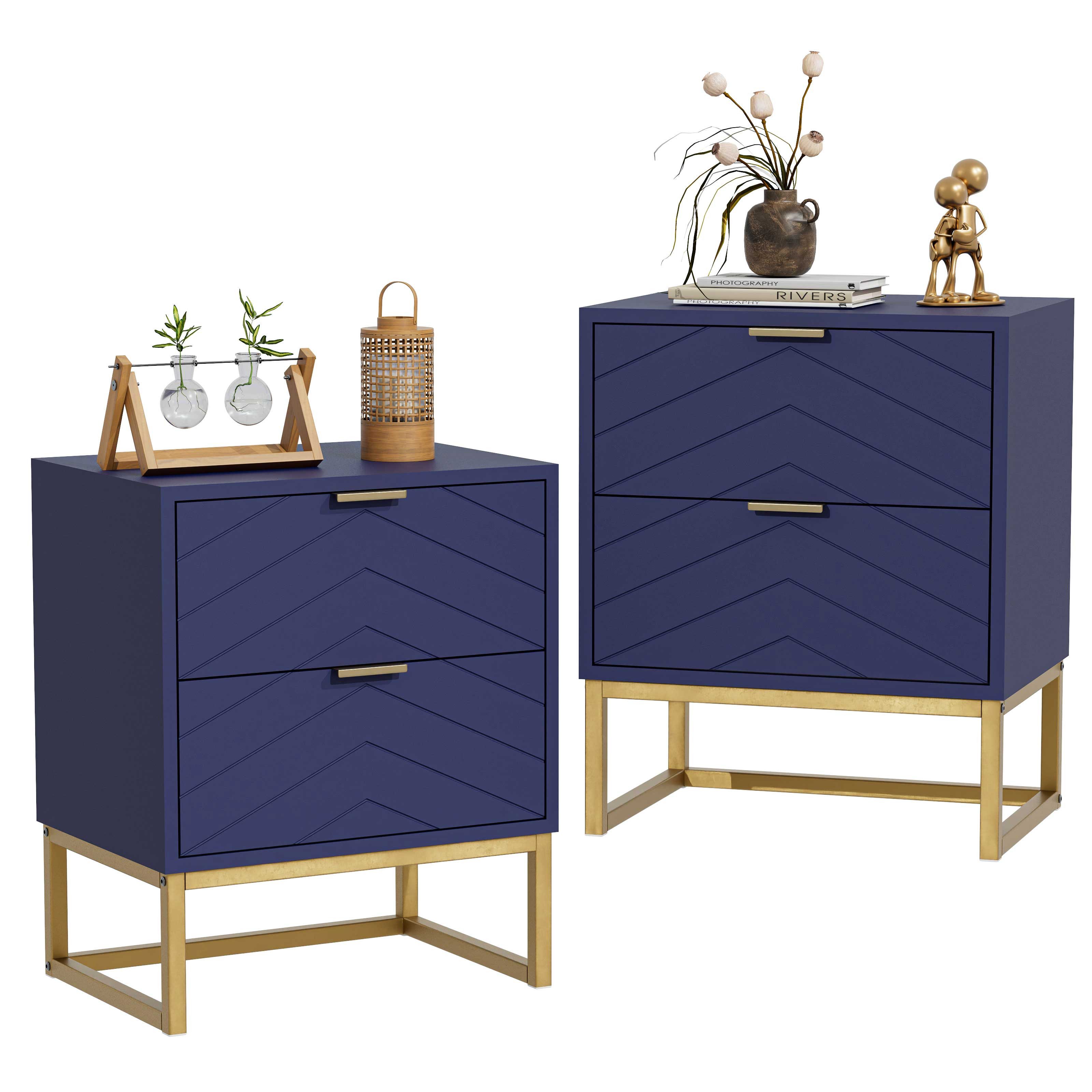 UEV Nachttisch 2er Set, Nachtkommode mit Schubladen (Nachtschrank mit 2 Sch günstig online kaufen