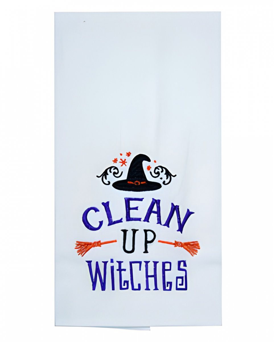 Horror-Shop Dekofigur Clean Up Witches Geschirrtuch als Halloween Homewa