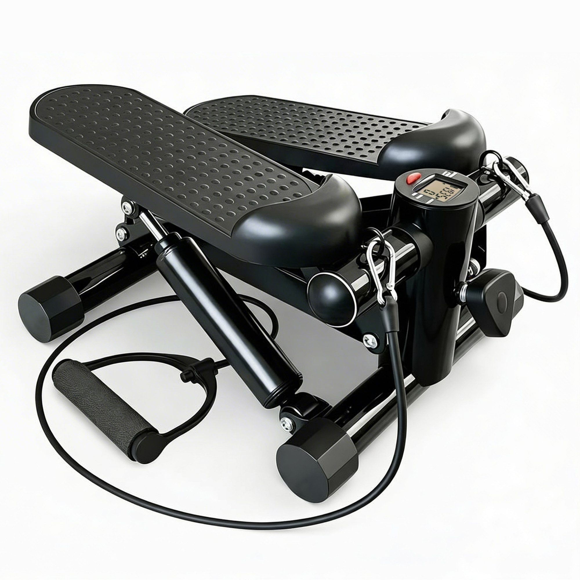 Krafitive Mini-Stepper Heimtrainer Swing-Stepper, Ganzkörper-Workout Kompakter Beintrainer (Einzelgerät inklusive Zubehör, 5-tlg., Stepper, 2 Zugseile, Werkzeug, Deutsche Anleitung), 38° Gelenkschutz, Doppel-Hydraulik, 150kg+ Belastbarkeit, inkl. Bänder
