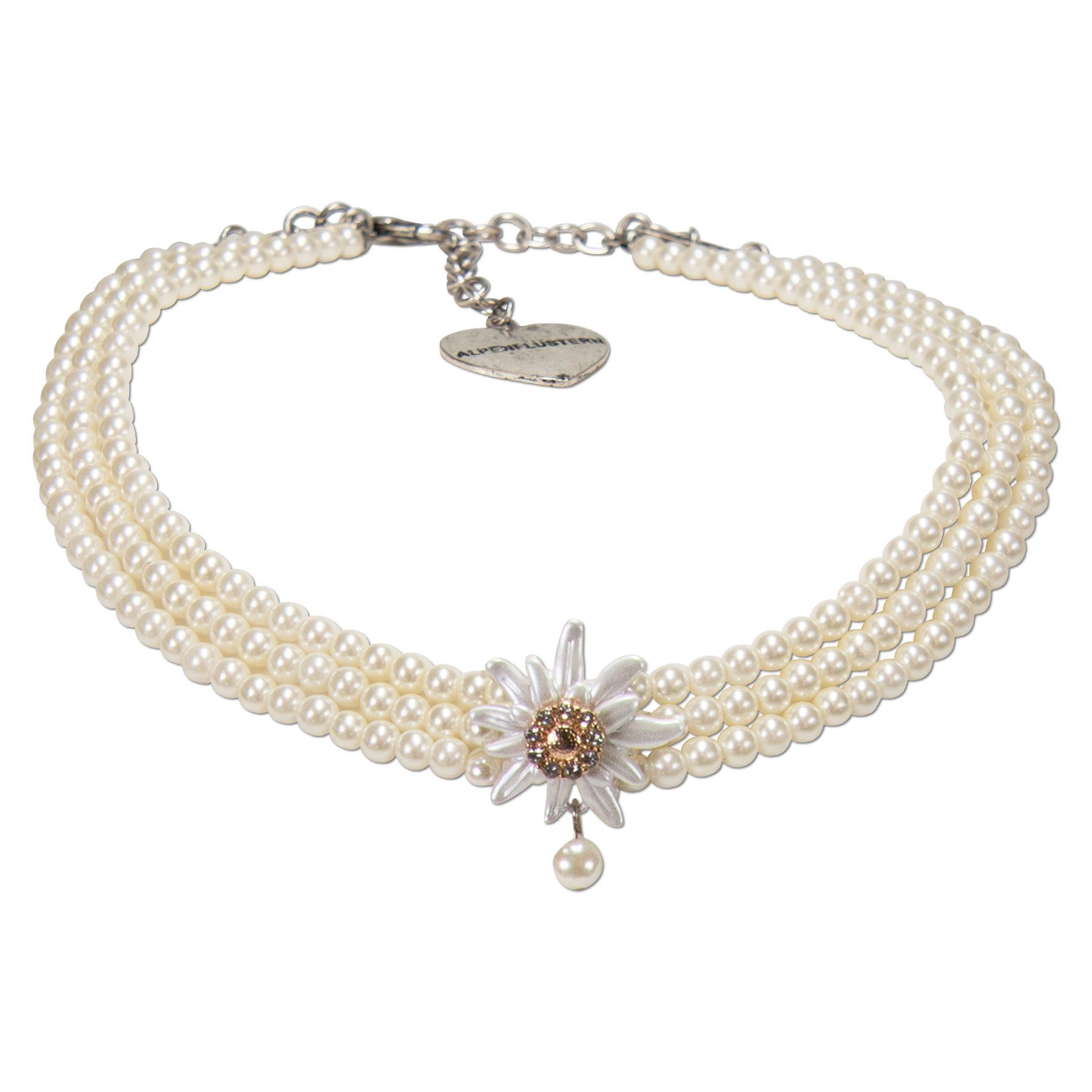 Alpenflüstern Collier Trachten-Perlen-Kropfkette Greta (bicolor), - nostalgische Trachtenkette, eleganter Damen-Trachtenschmuck, Dirndlk