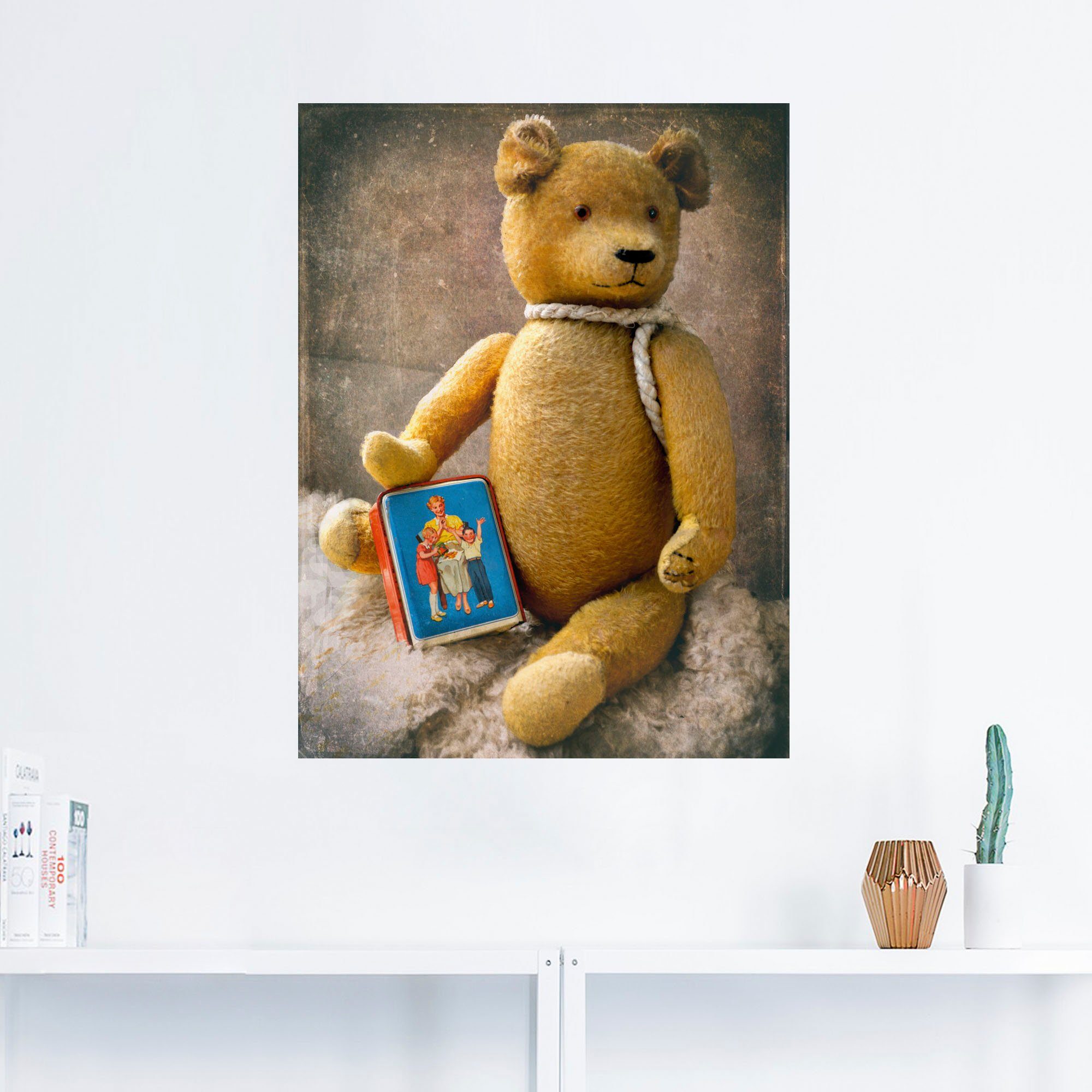 Artland Wandbild Teddybär in Poster versch. mit (1 Größen oder St), Leinwandbild, Sparbüchse, Wandaufkleber Spielzeuge als