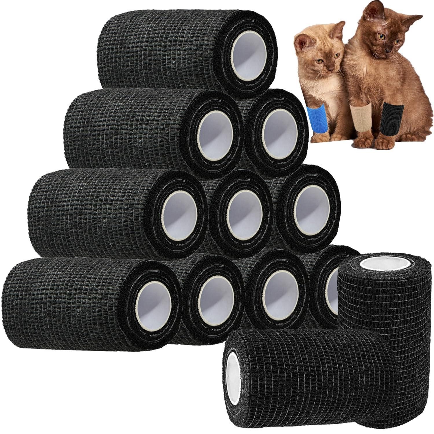 LuxusKollektion Pferdebandage Verband selbstklebend elastisch 7.5x4.5m schwarz 12 Rollen Schwarz