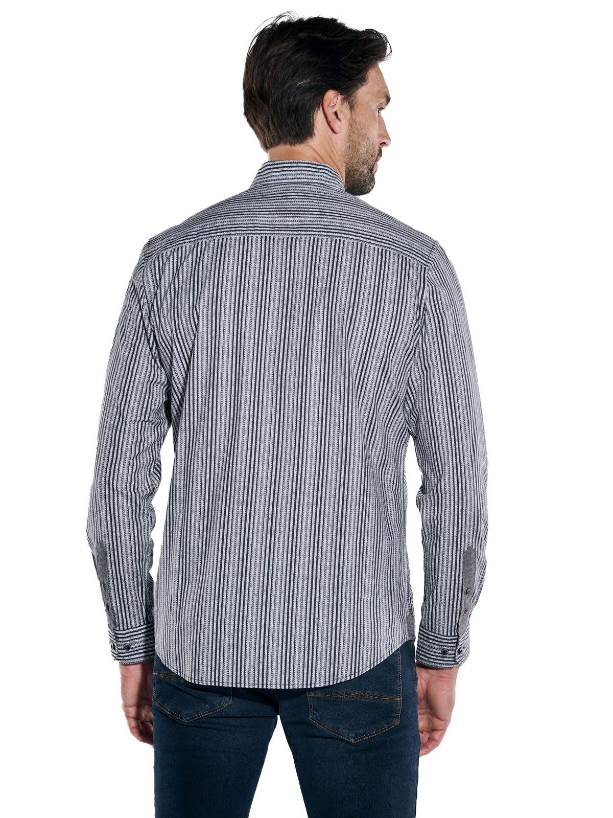 Engbers Langarmhemd engbers Herren Langarm-Hemd gestreift, Schwarz günstig online kaufen