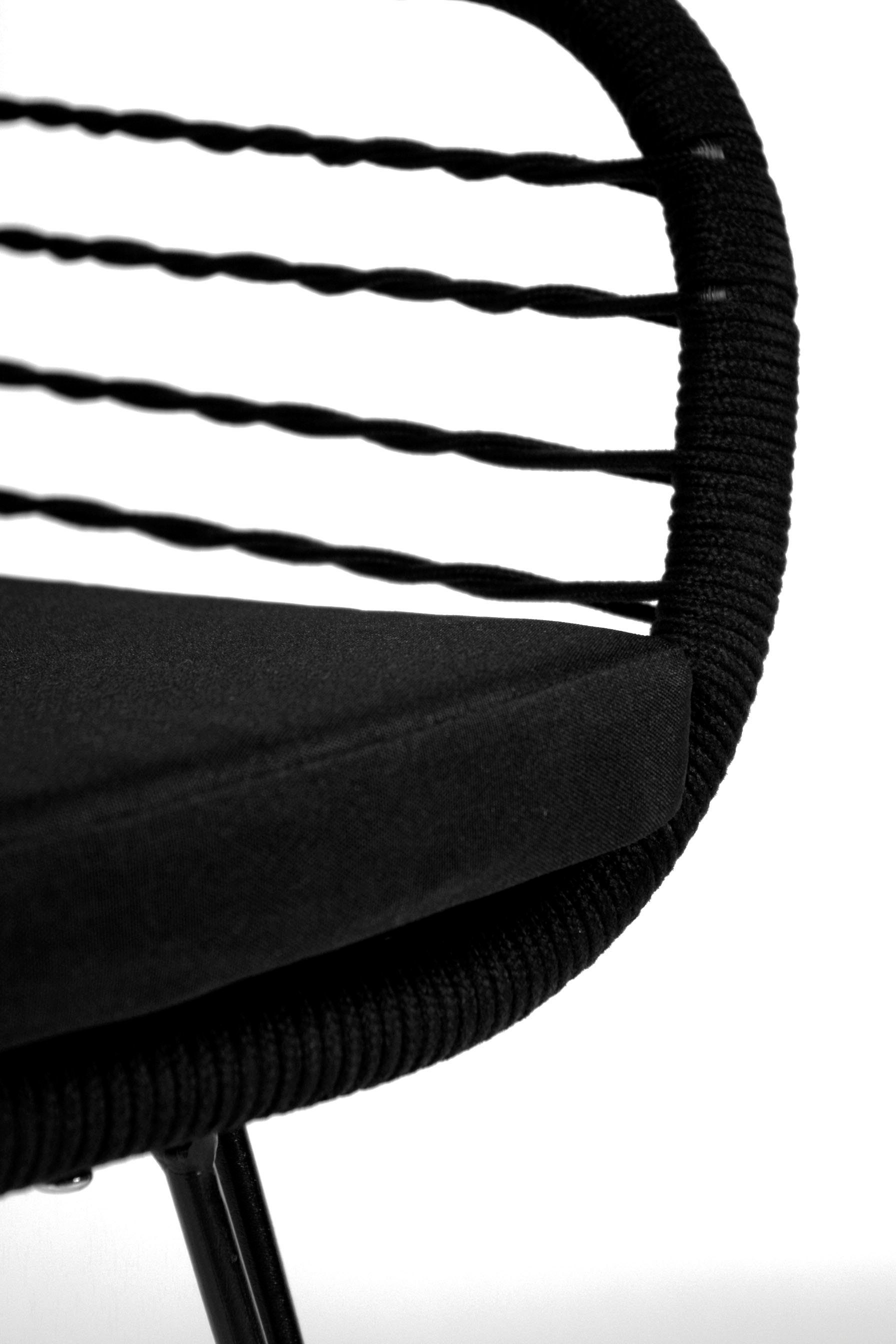 RETRO St) Gartenstuhl (aus 1 4-Fußstuhl schwarz - Kobolo Metallgestell BLACK Taslan,