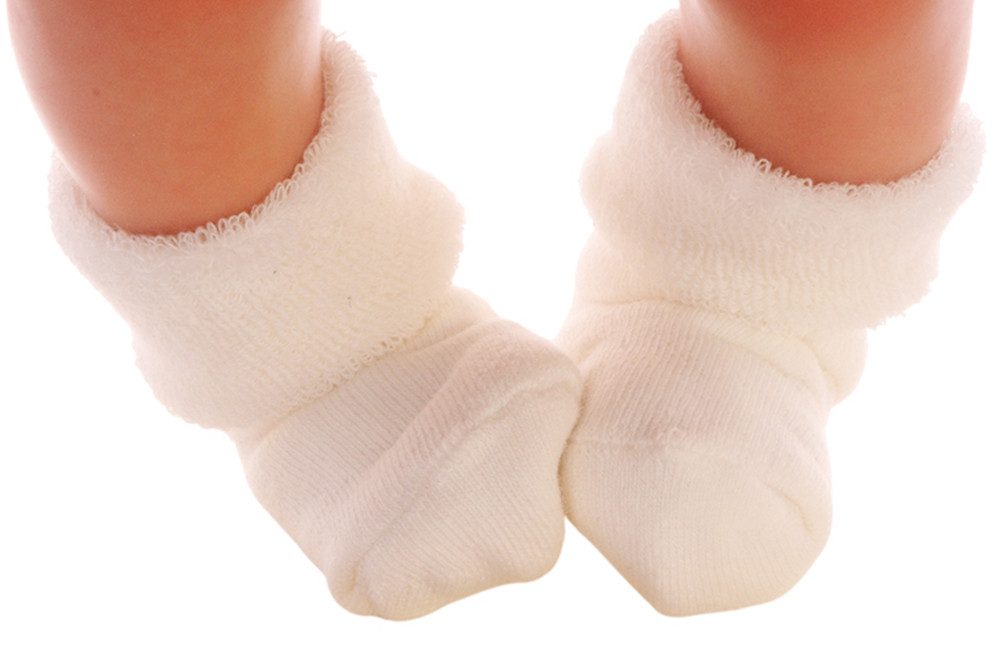 La Bortini Thermosocken Baby Socken aus weichem Frottee in Creme Erstlingssocken 1 Paar Strümpfe für Frühchen und Neugeborene, neutral, Größe 15 bis 27