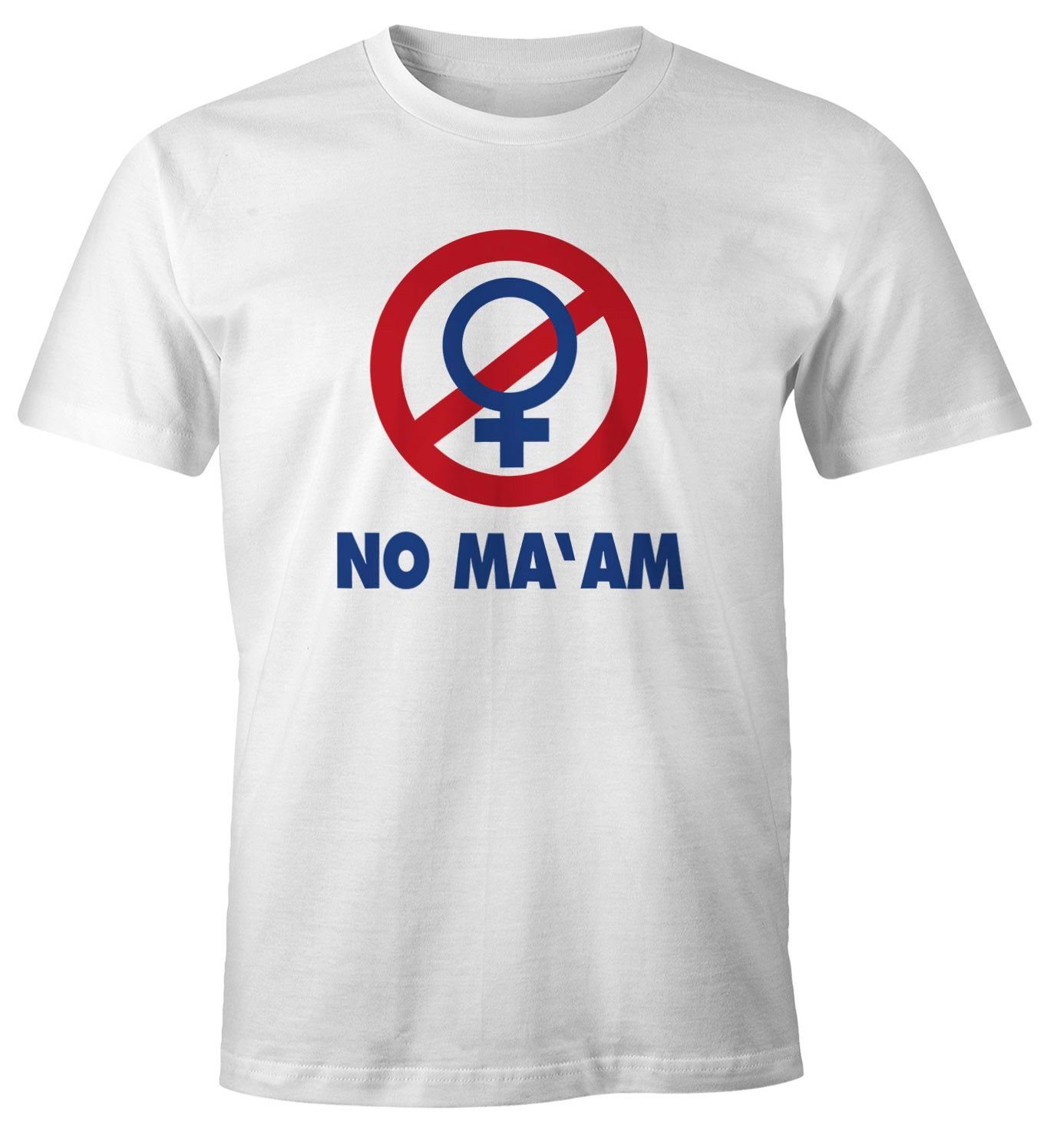 MoonWorks Print-Shirt Herren T-Shirt No Ma'am No Maam Club Fasching Karneval Junggesellenabschied 90er Fun-Shirt Moonworks® mit Print
