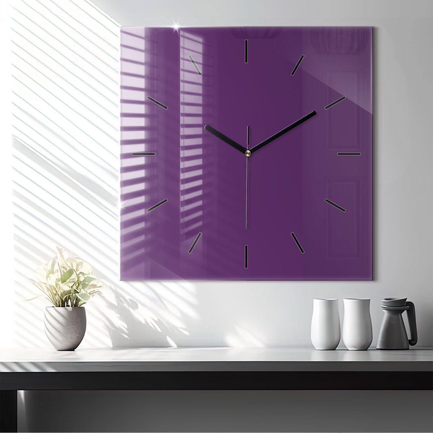 Tulup Wanduhr Modernistische Glaswanduhr 60x60cm Uhr aus gehärtetem Glas